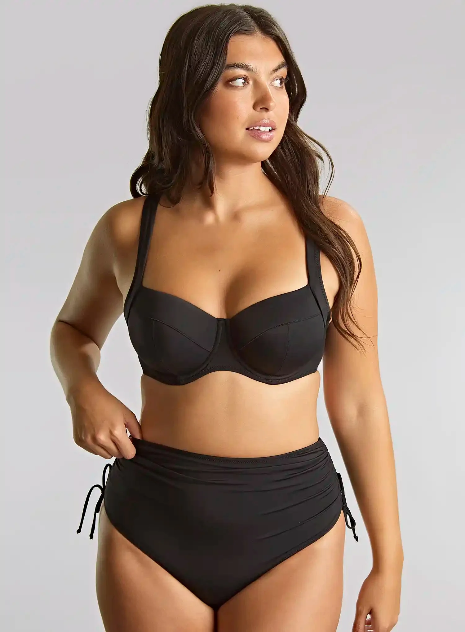 Panache: Signature Midi Gathered Bikini Brief Black