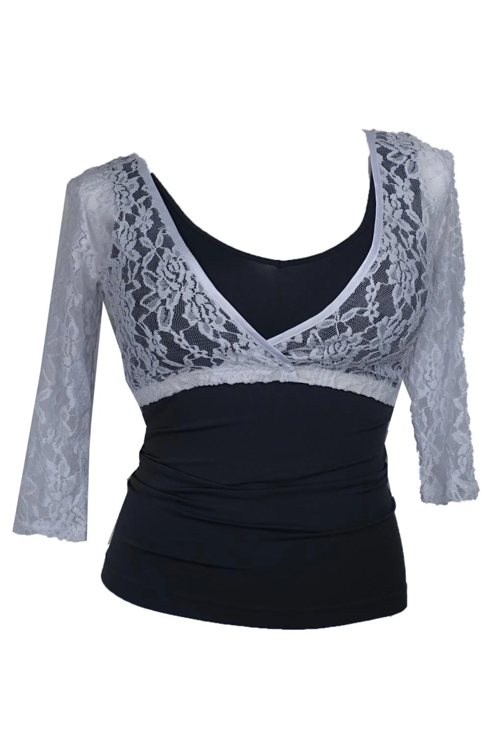 Papa Fashions 3/4 Sleeve Lace Coverup, White (T2372)