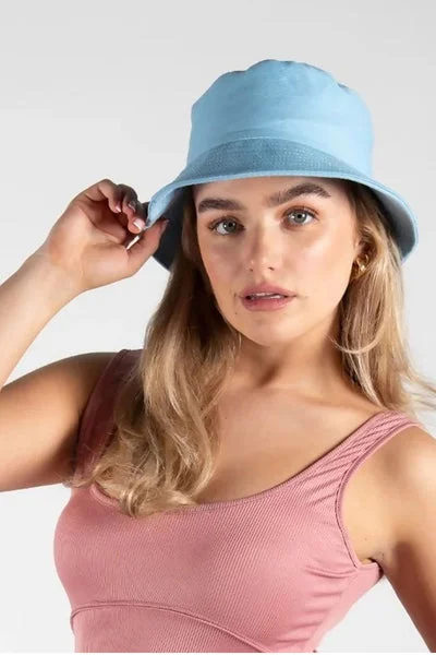 Pastel Blue Reversible Bucket Hat - Adele