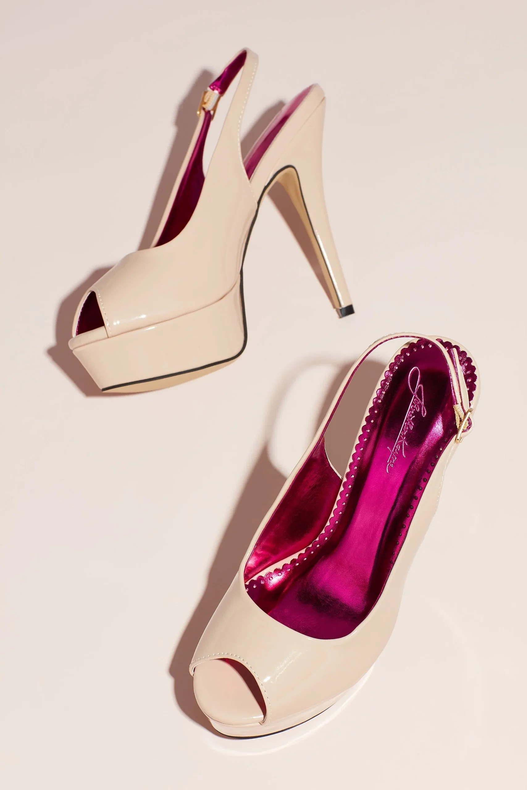 Patent Slingback Peep-Toe Platform Heels