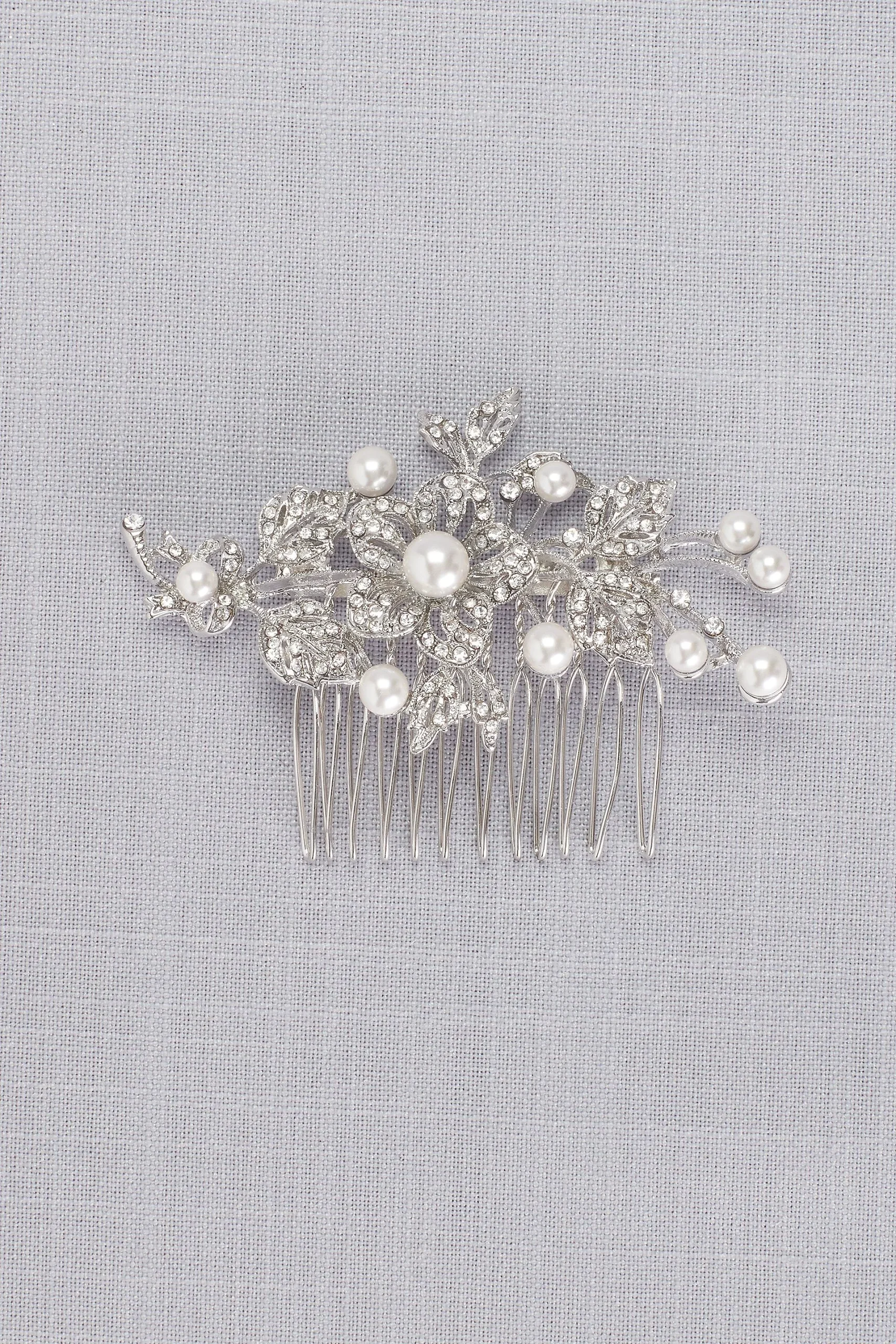 Pave Crystal and Pearl Comb