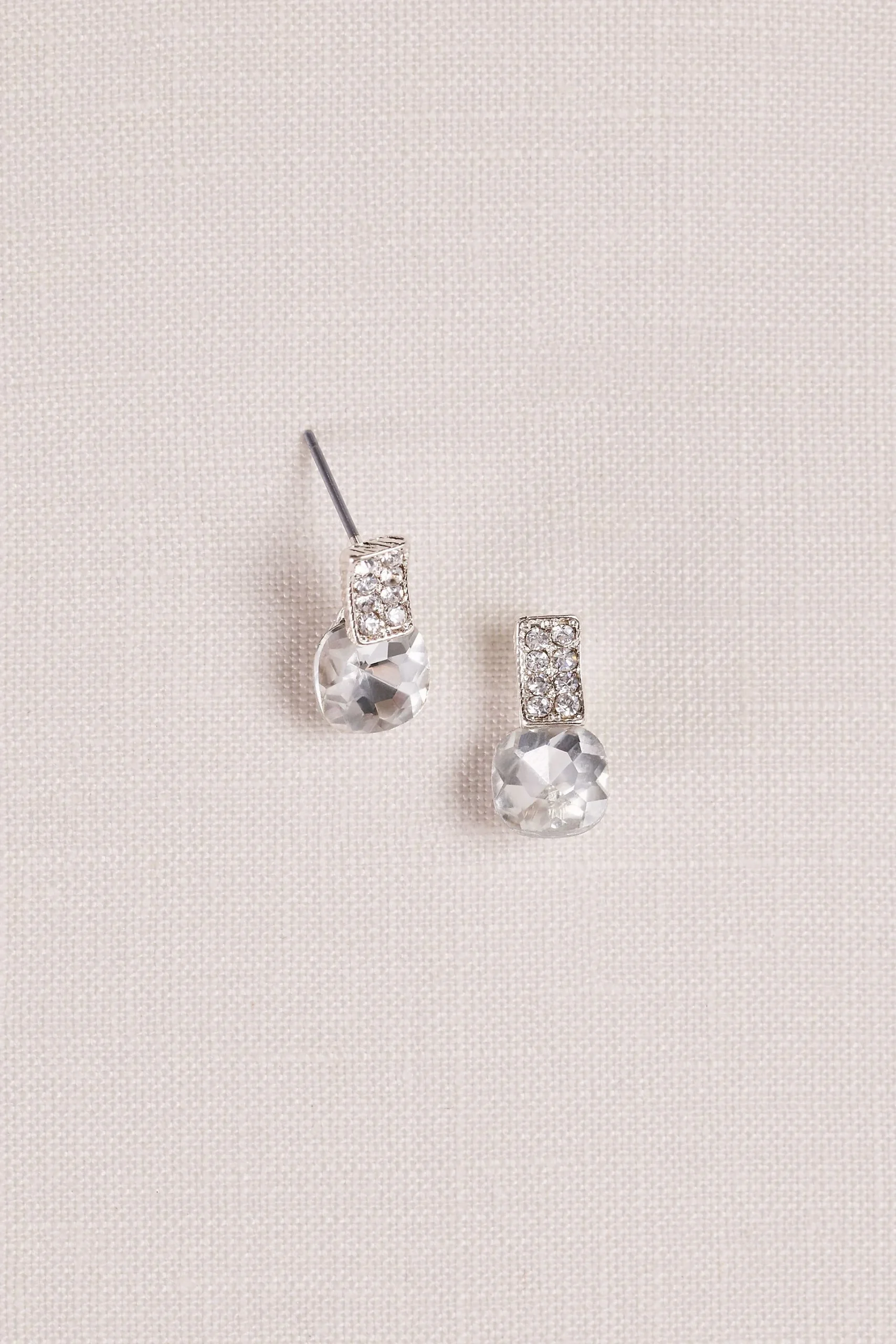 Pave and Solitaire Post Earrings