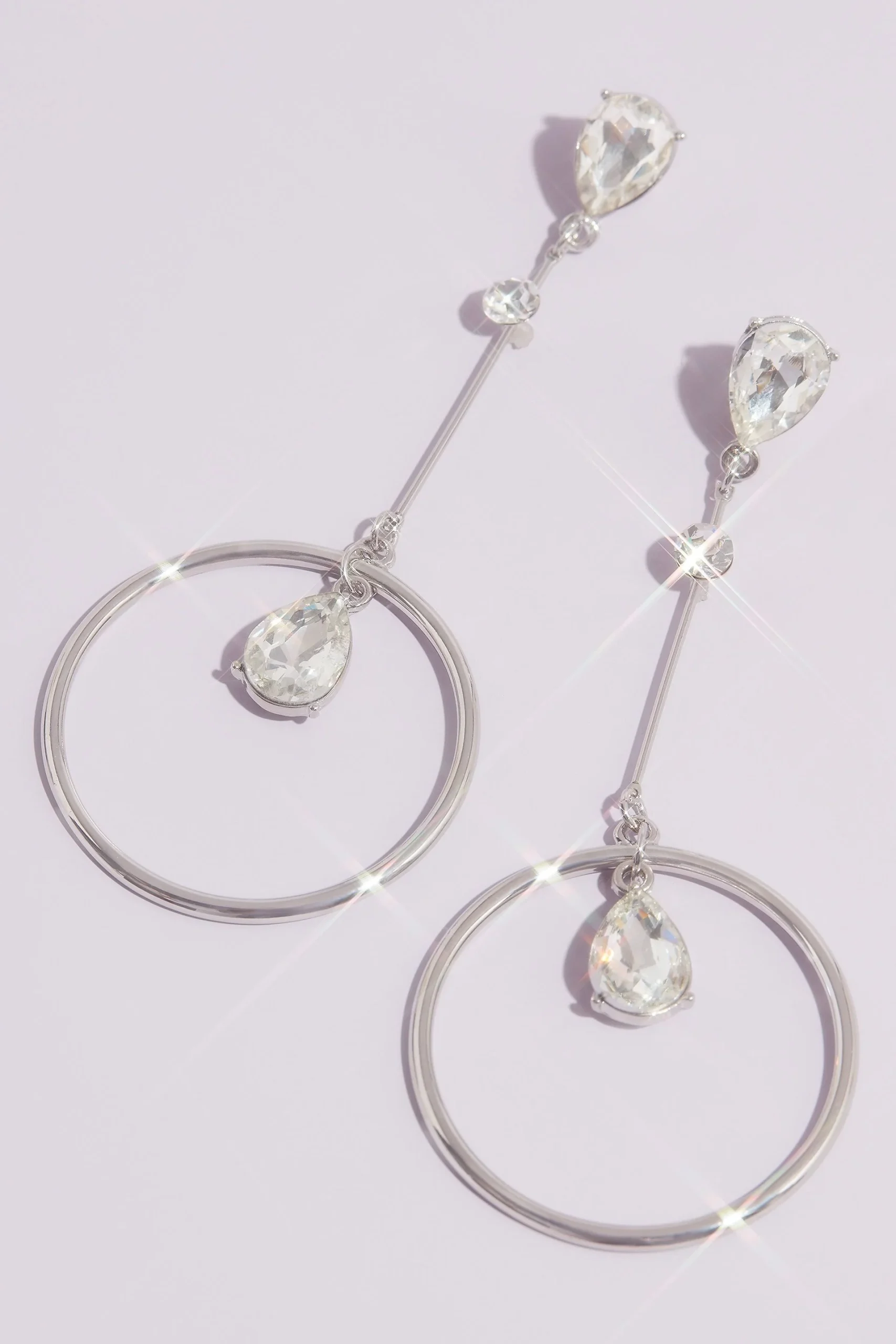 Pear Crystal Hoop Drop Earrings