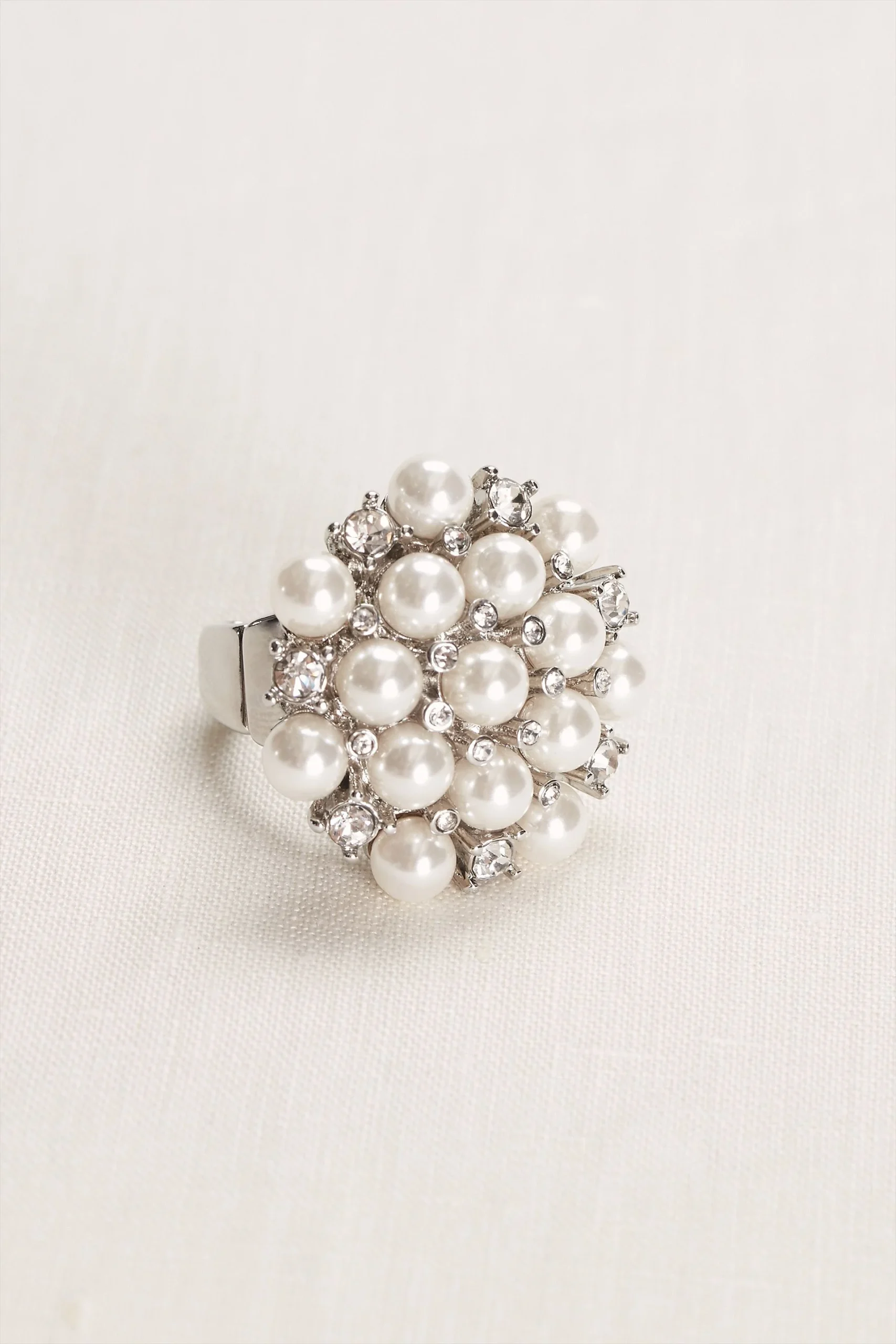 Pearl and Crystal Cluster Ring