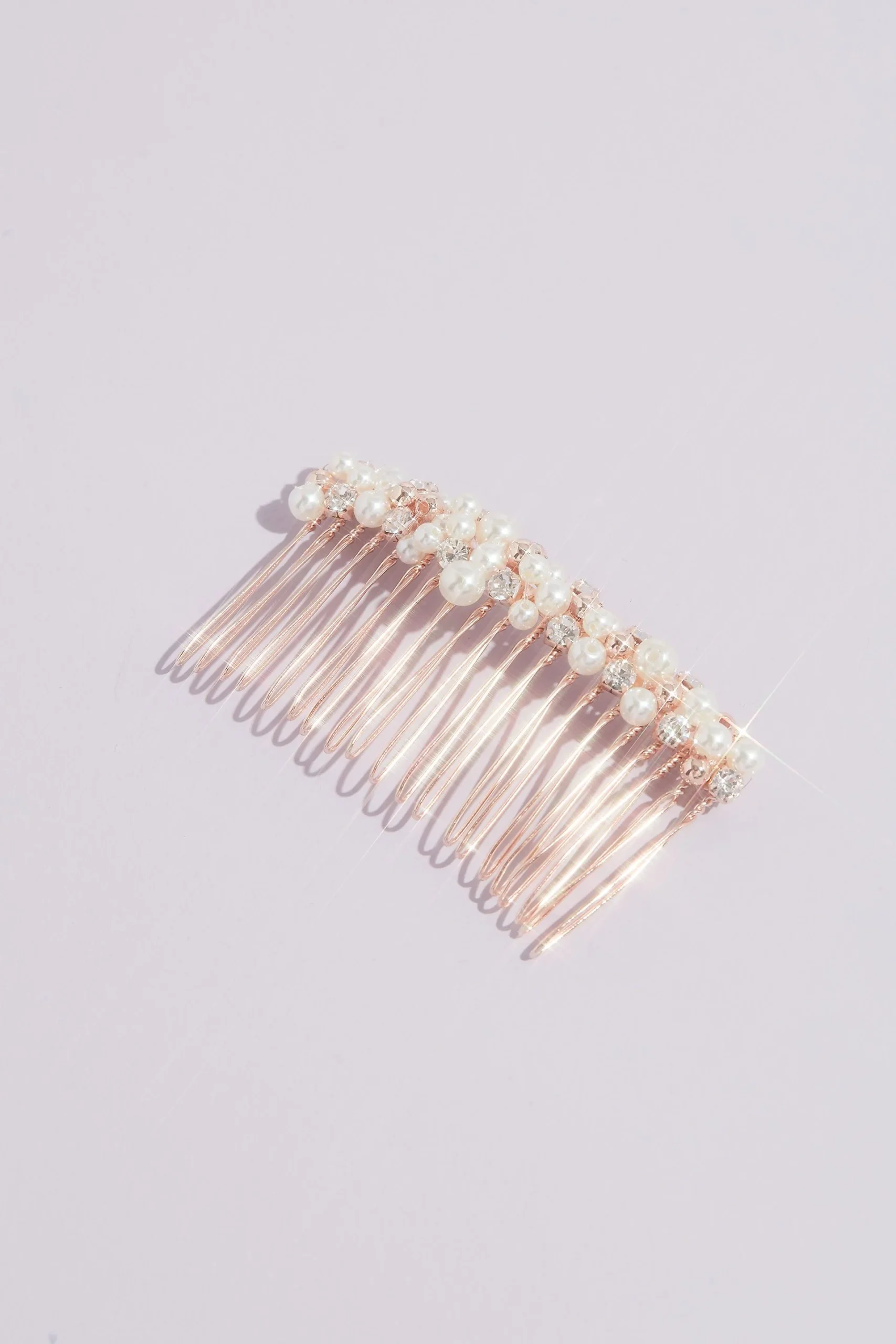 Pearl and Crystal Cluster Wire Comb