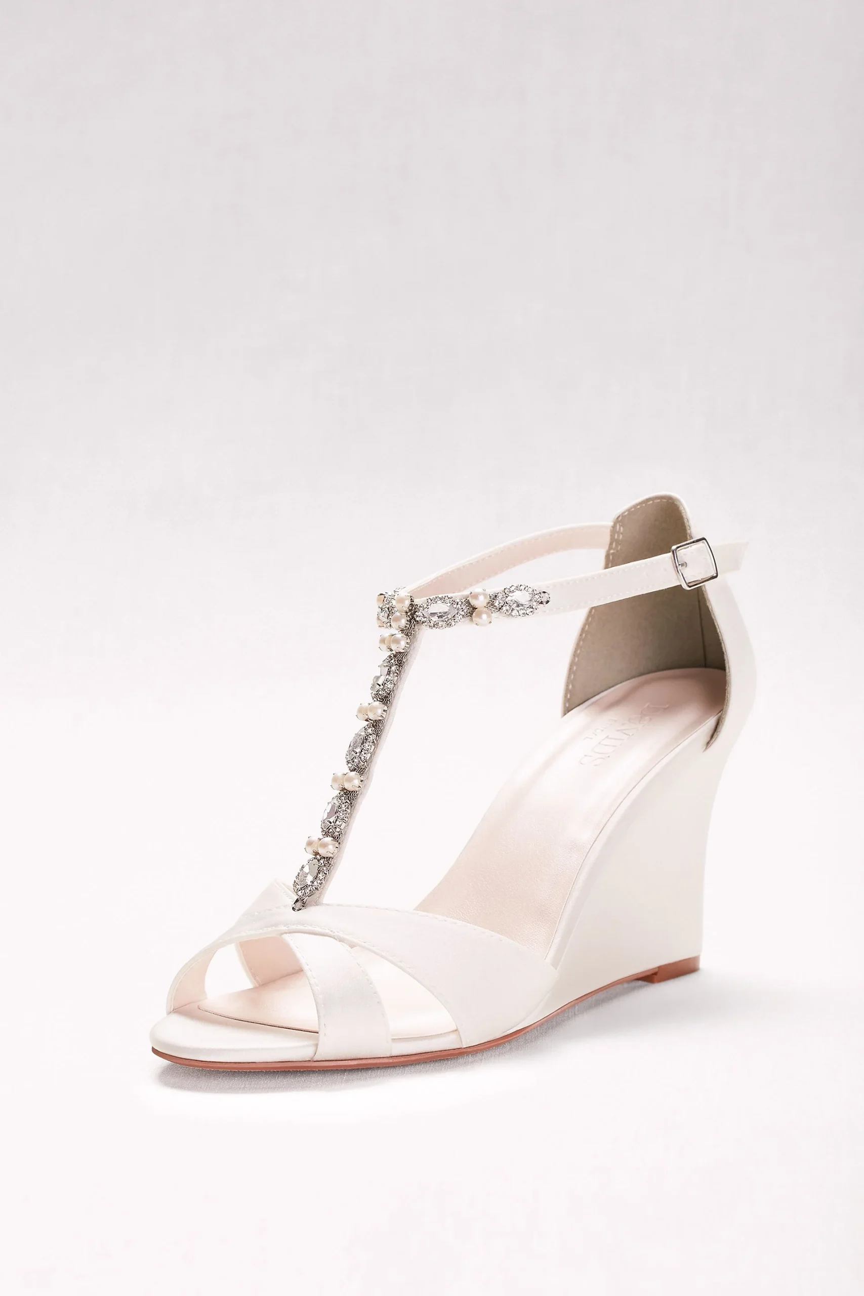 Pearl and Crystal T-Strap Wedges