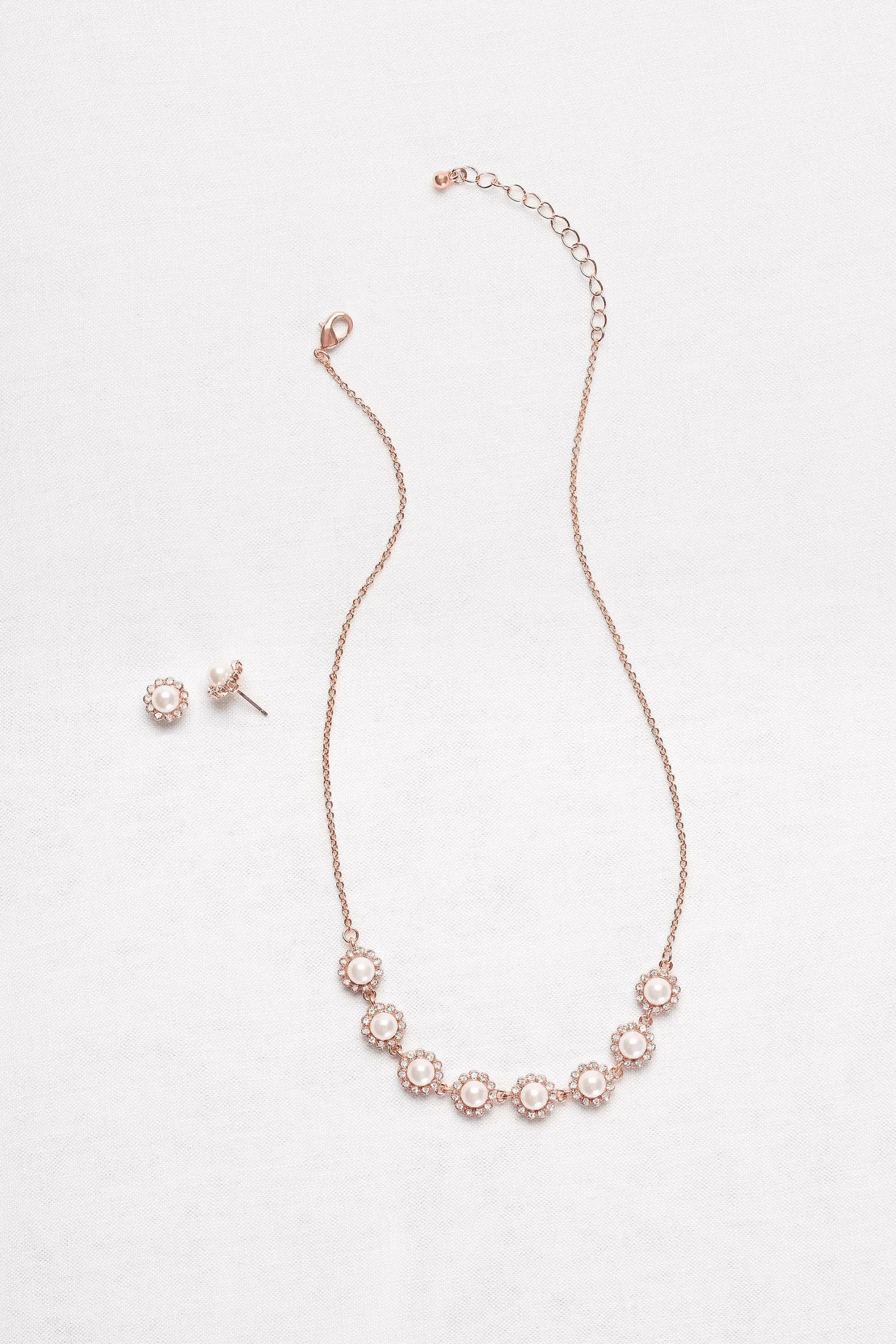 Pearl Halo Necklace and Earrings Set