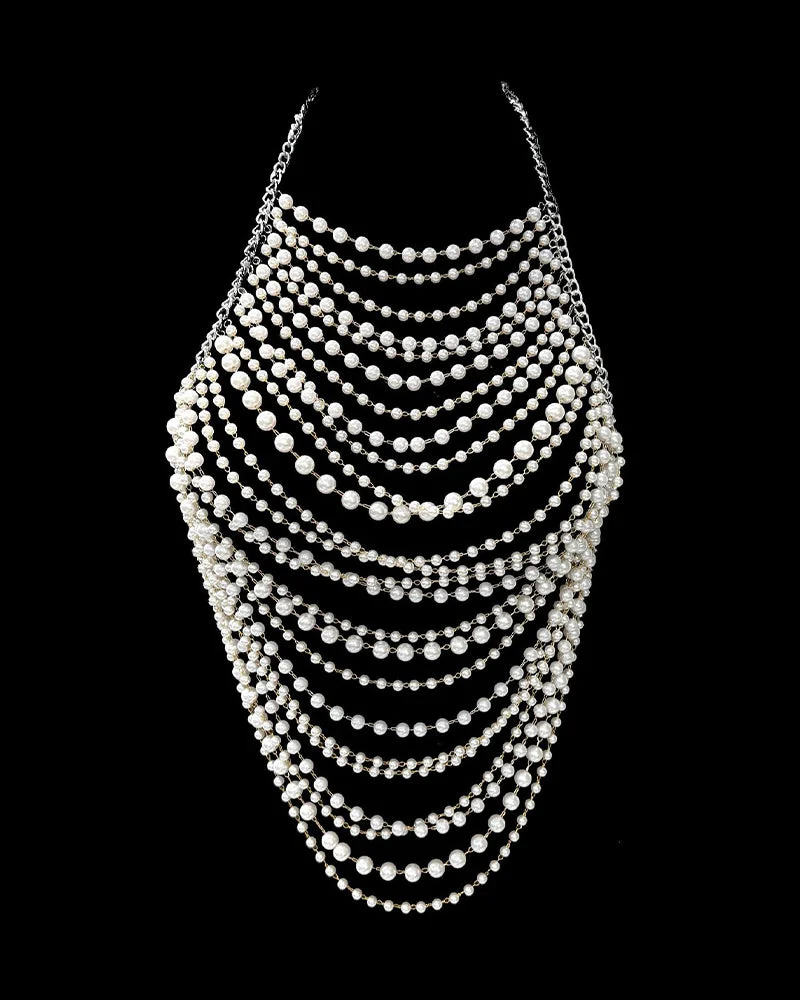 Pearl Halter Body Chain Party Chest Chain
