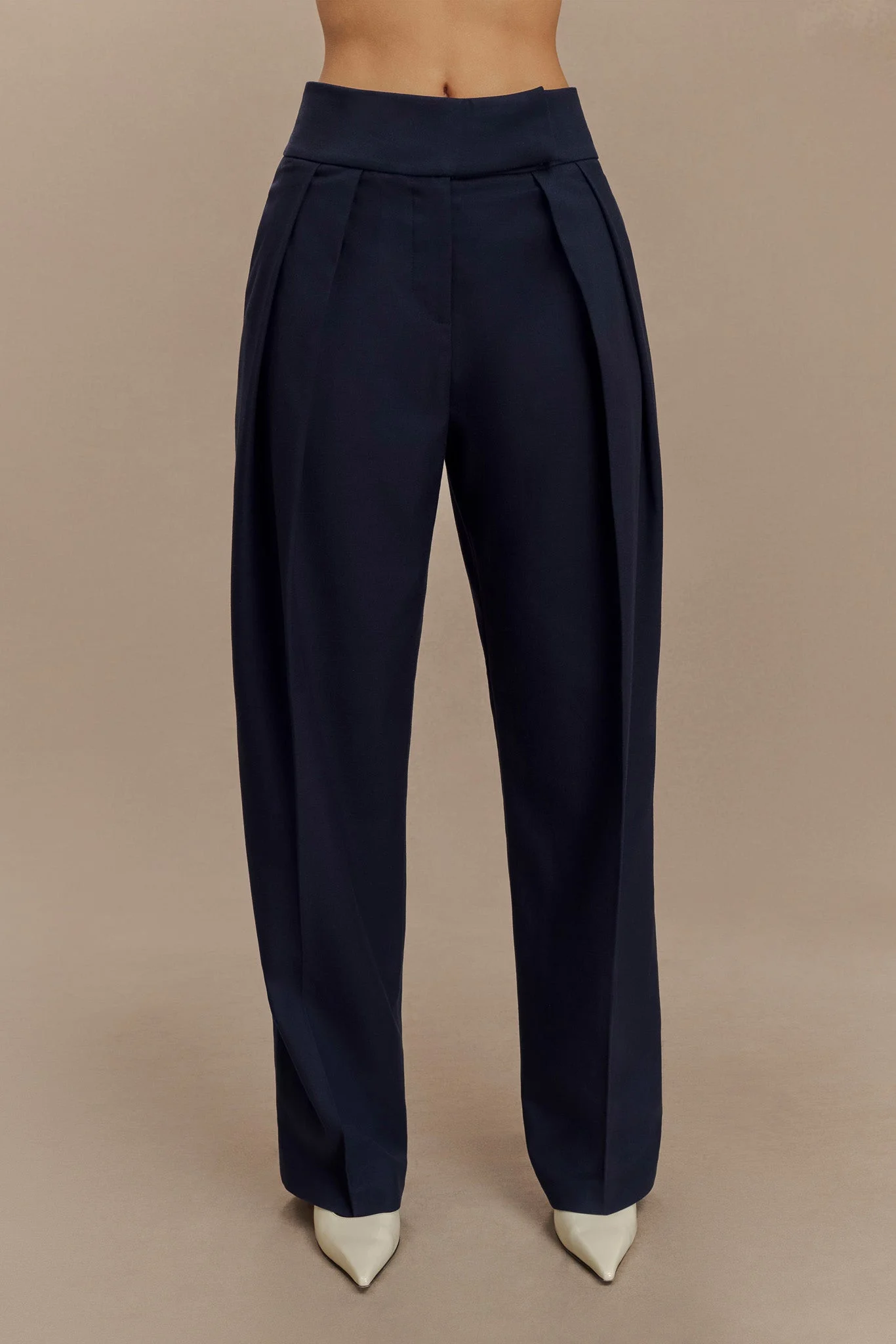 PenelopeFINAL SALEPleated High Waisted Pants - Dark Navy
