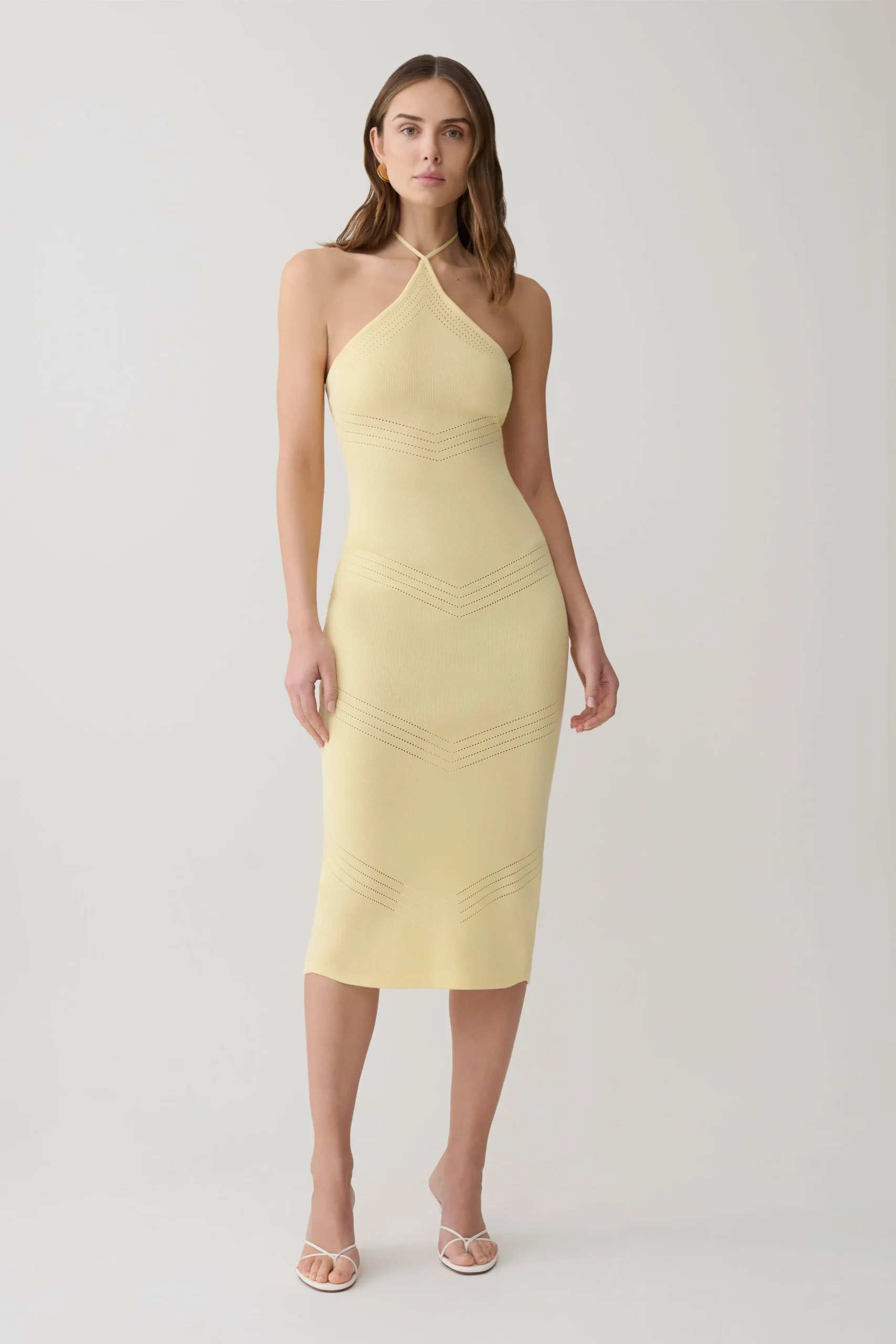 PennyPointelle Midi Dress - Lemon