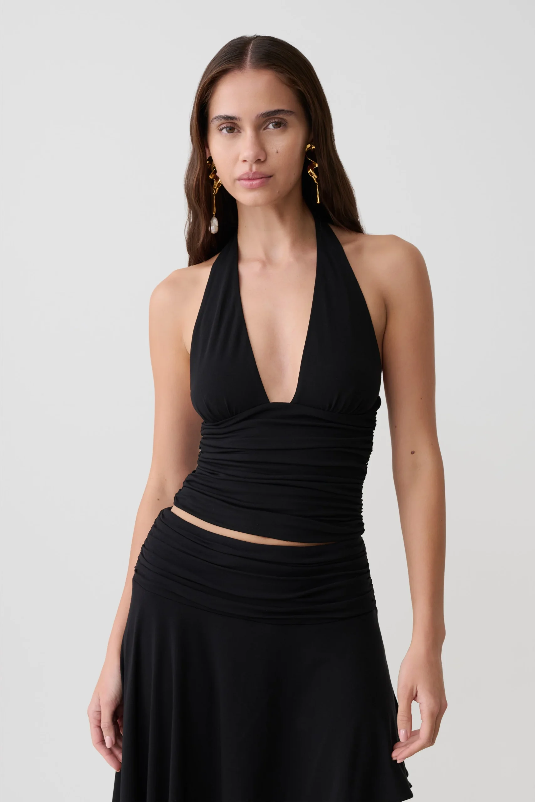 PeregrineModal Gathered Halter Top - Black