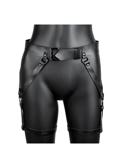 Personalized Black Adjustable Pu Leather Bondage Punk Style Leg Loop Belt