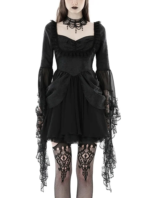 Personalized Black Woven Cuffs Exaggerated Woven Embroidered Ribbon Gothic Palace Dress