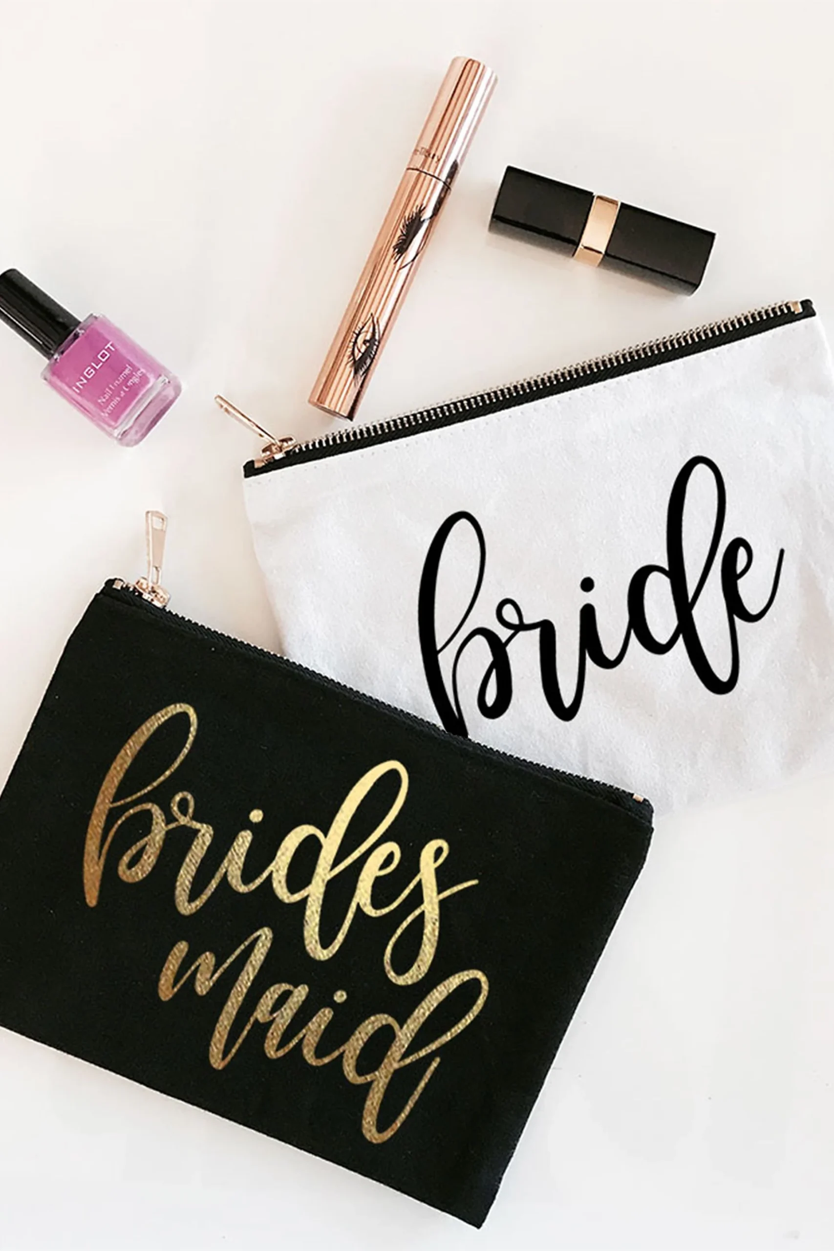 Personalized Bridal Party Canvas Cosmetic Bag