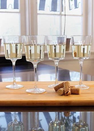 Personalized Contemporary Wine Glasses Set of 4