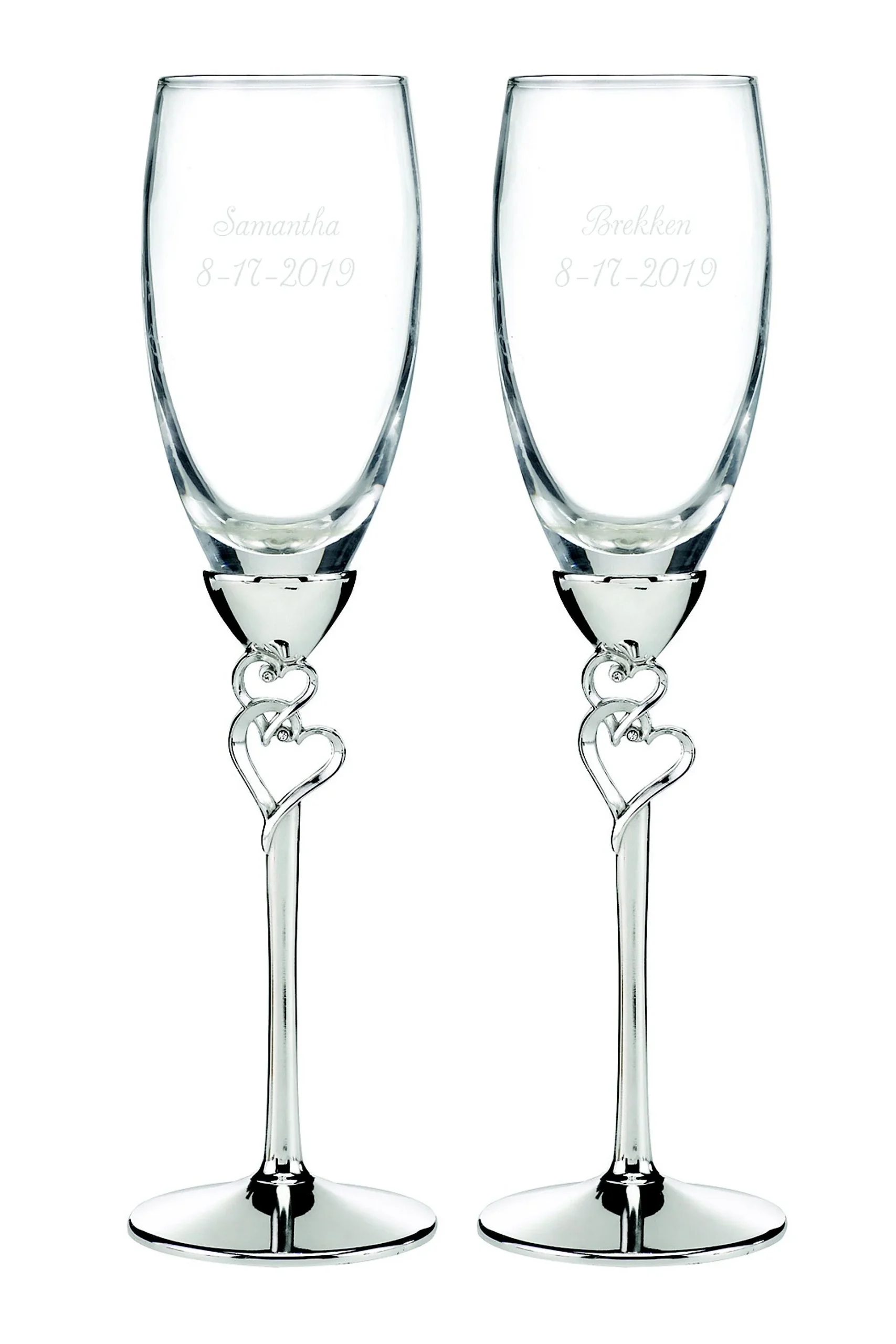 Personalized Entwined Hearts Flutes