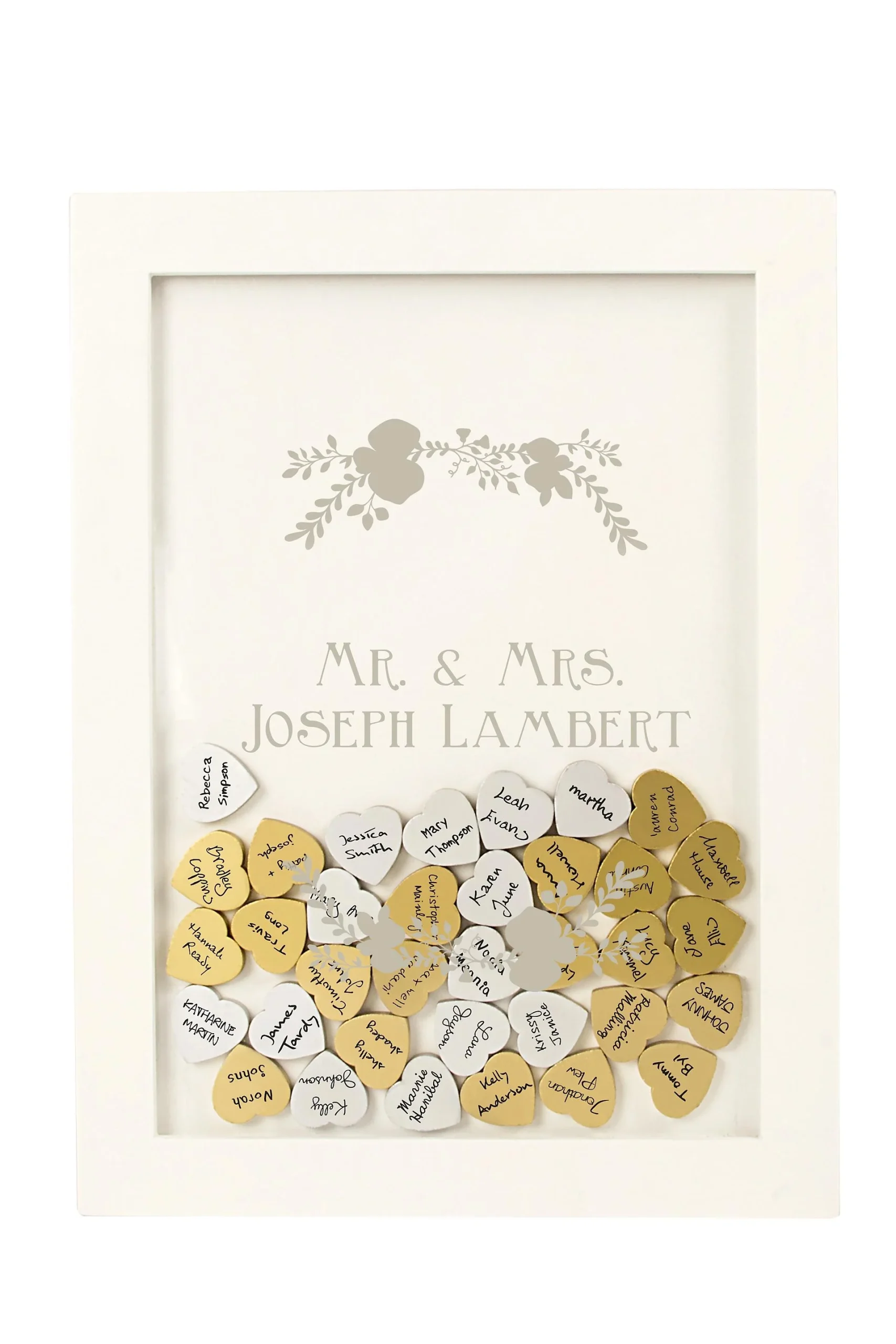 Personalized Floral Heart Drop Guest Book