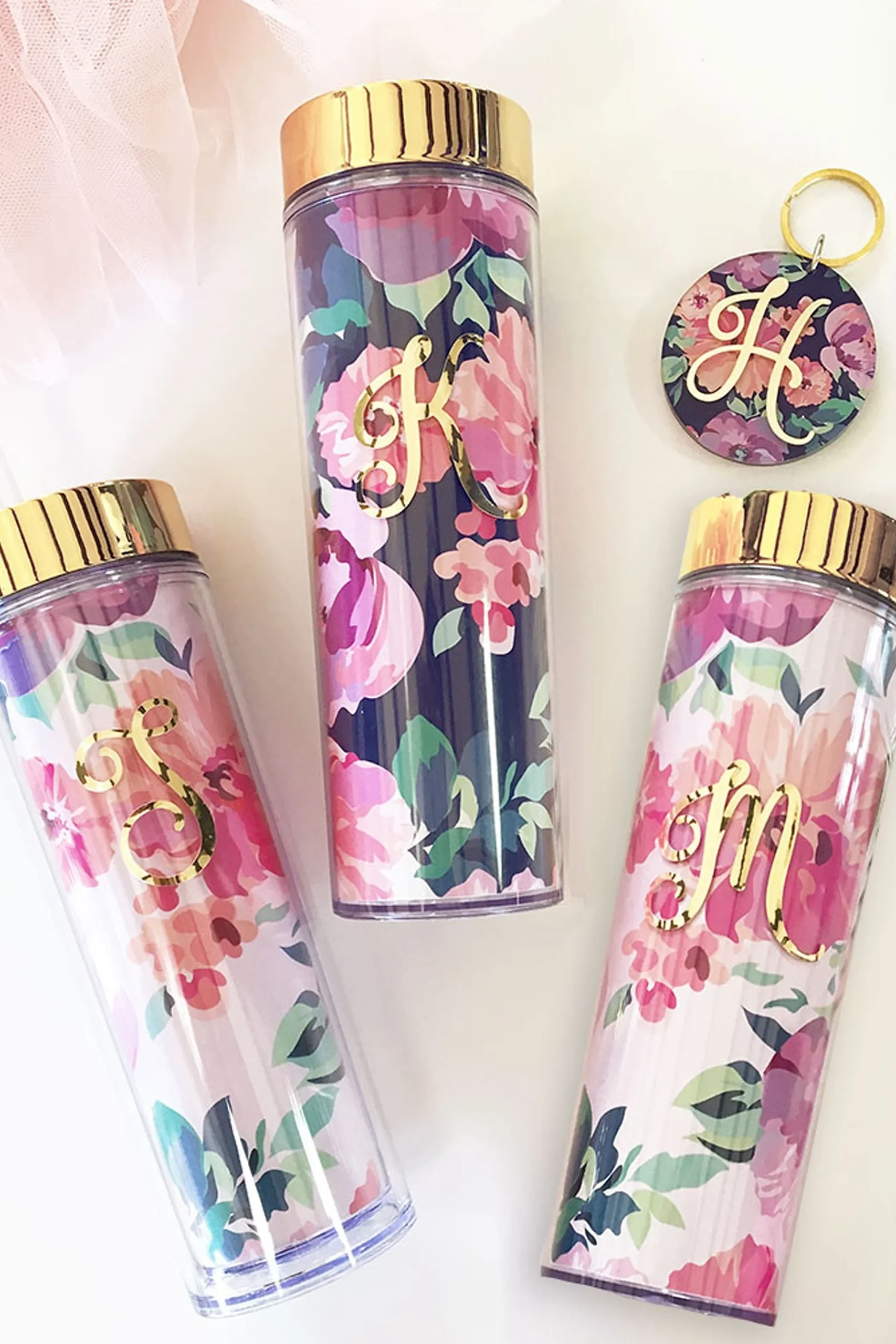 Personalized Floral Skinny Tumbler