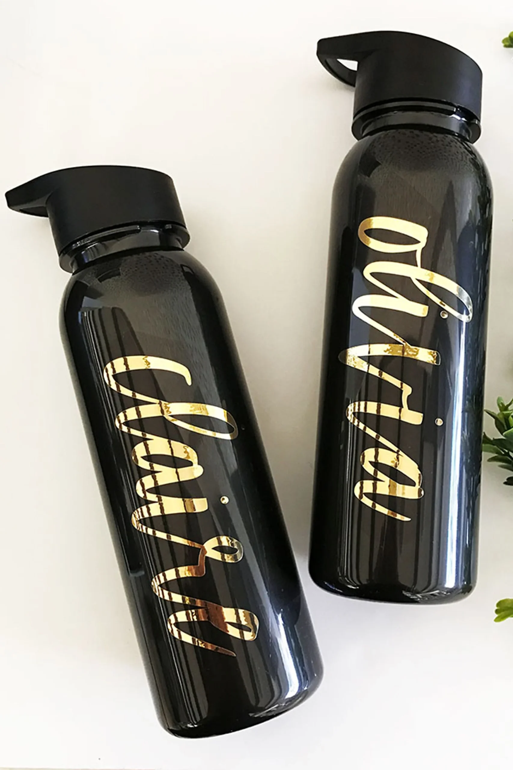 Personalized Gold and Black Sports Bottle