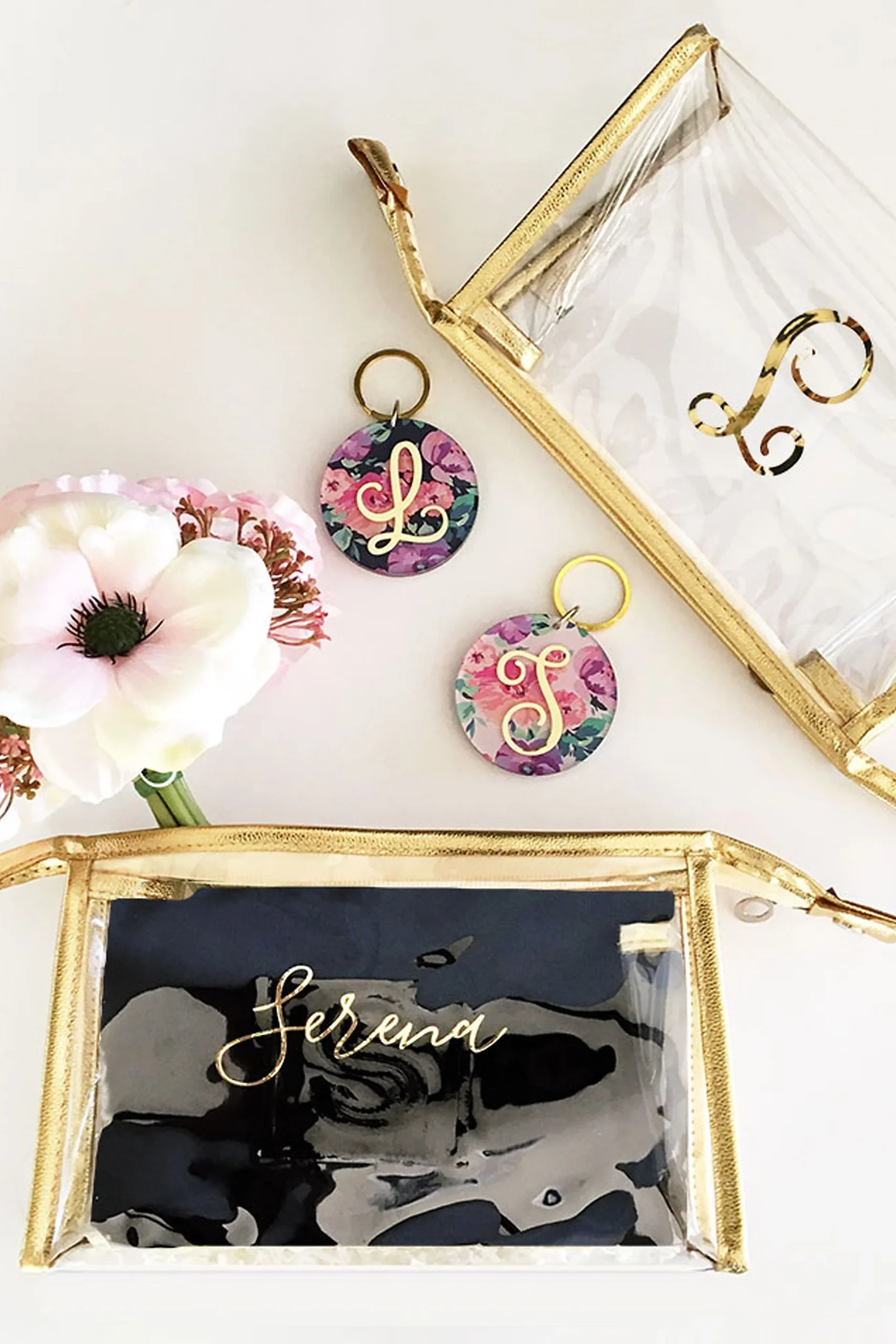 Personalized Gold Cosmetic Bag | David's Bridal