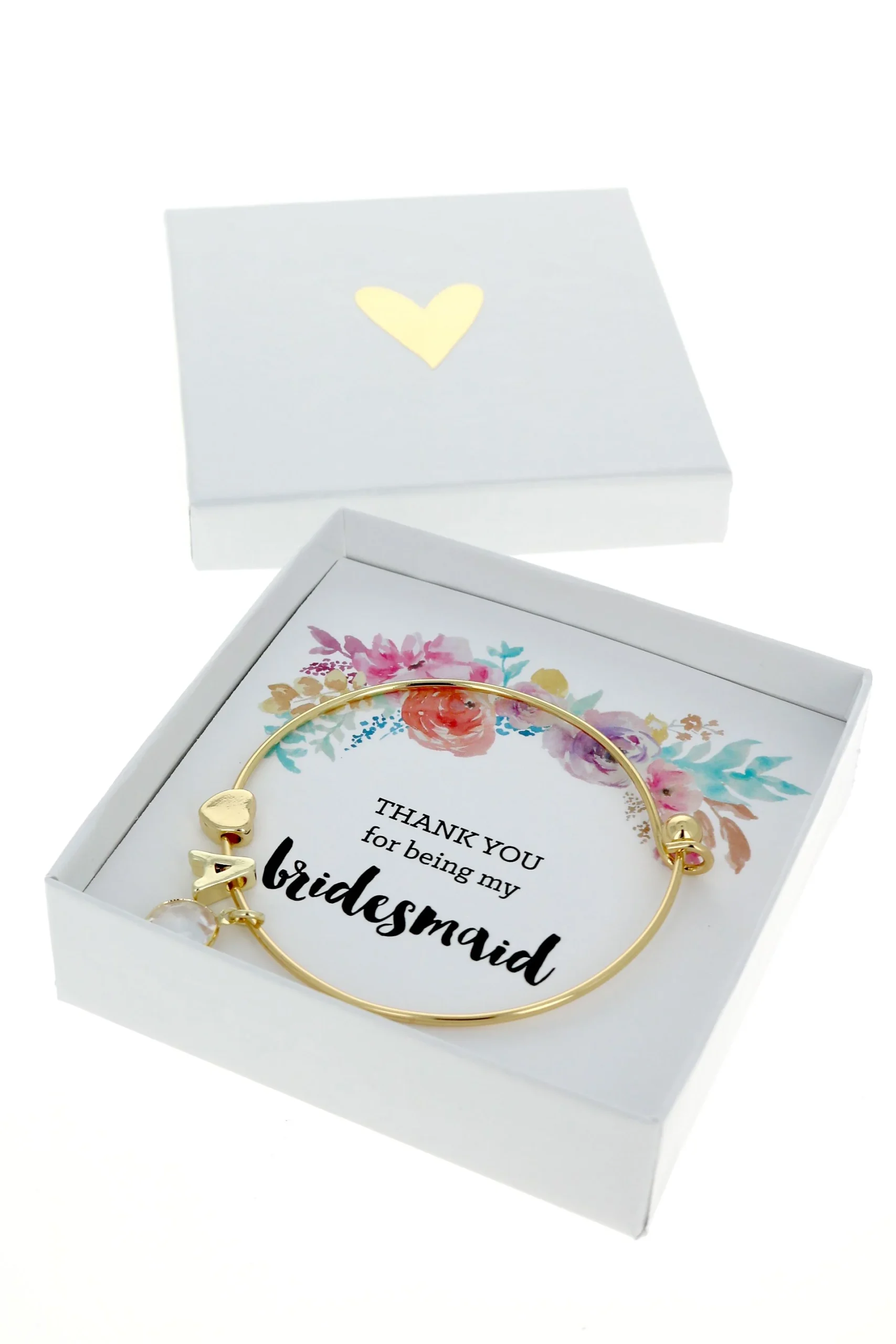 Personalized Gold Floral Bridal Party Bracelets
