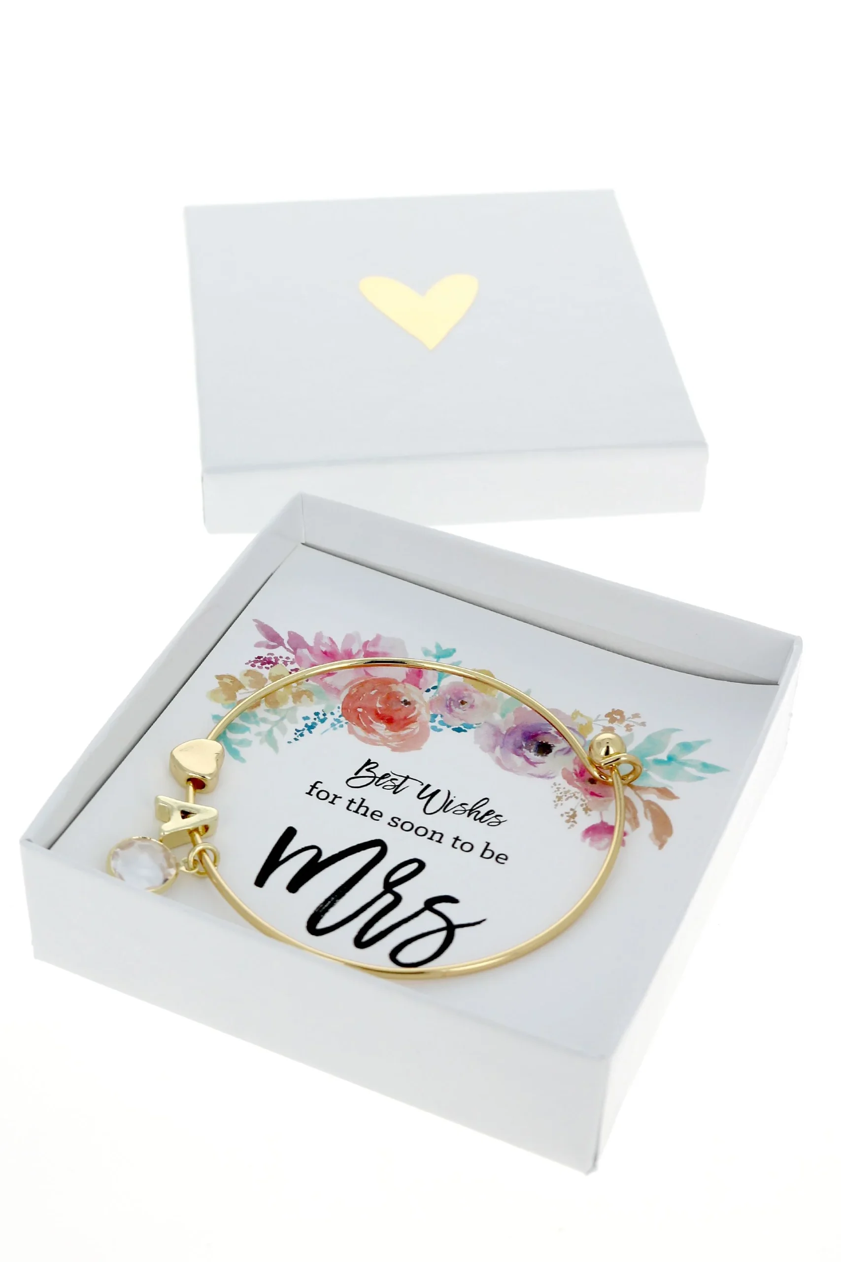 Personalized Gold Monogram Floral Mrs Bracelet