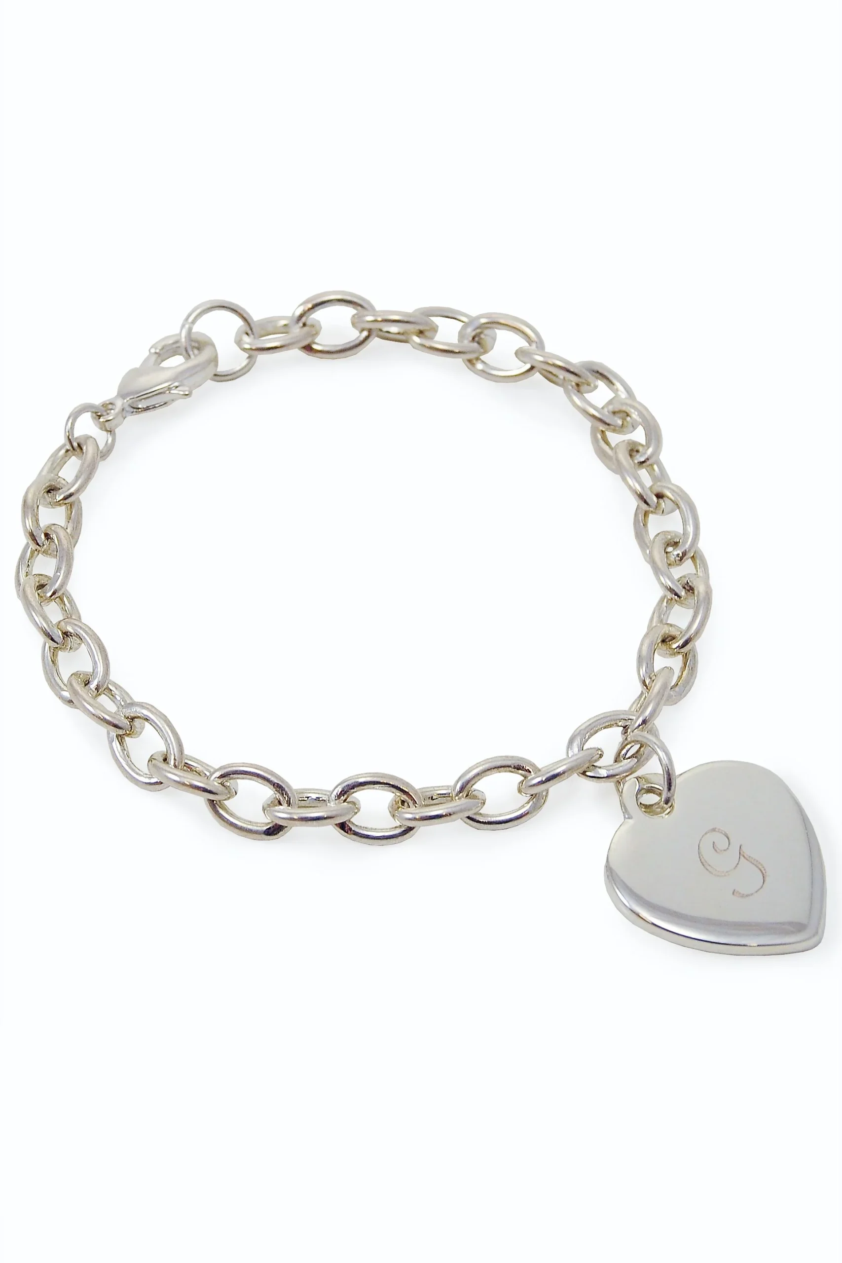 Personalized Heart Tag Charm Bracelet