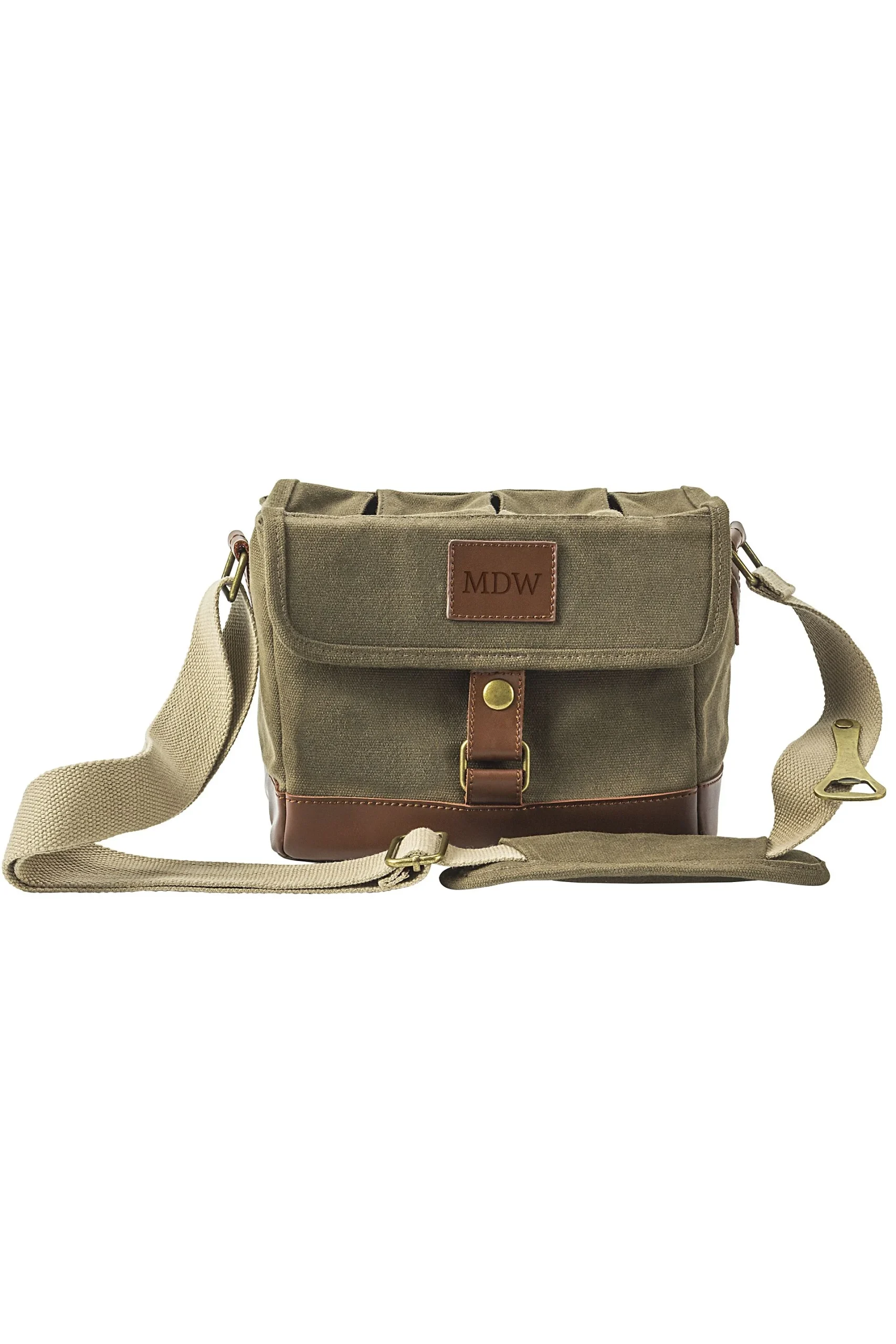 Personalized Insulated Waxed Canvas Bottle Carrier