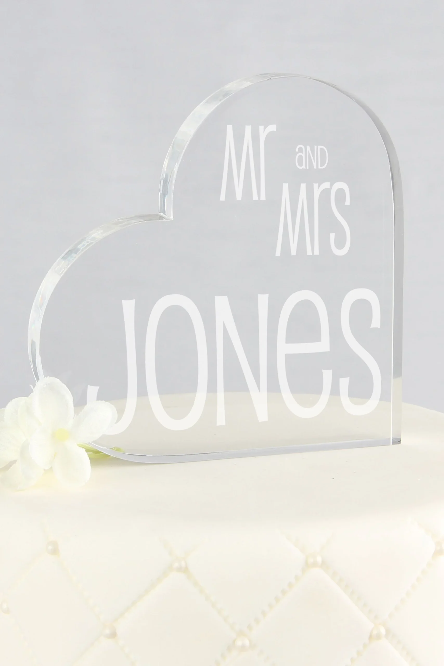 Personalized Last Name Heart Acrylic Cake Topper