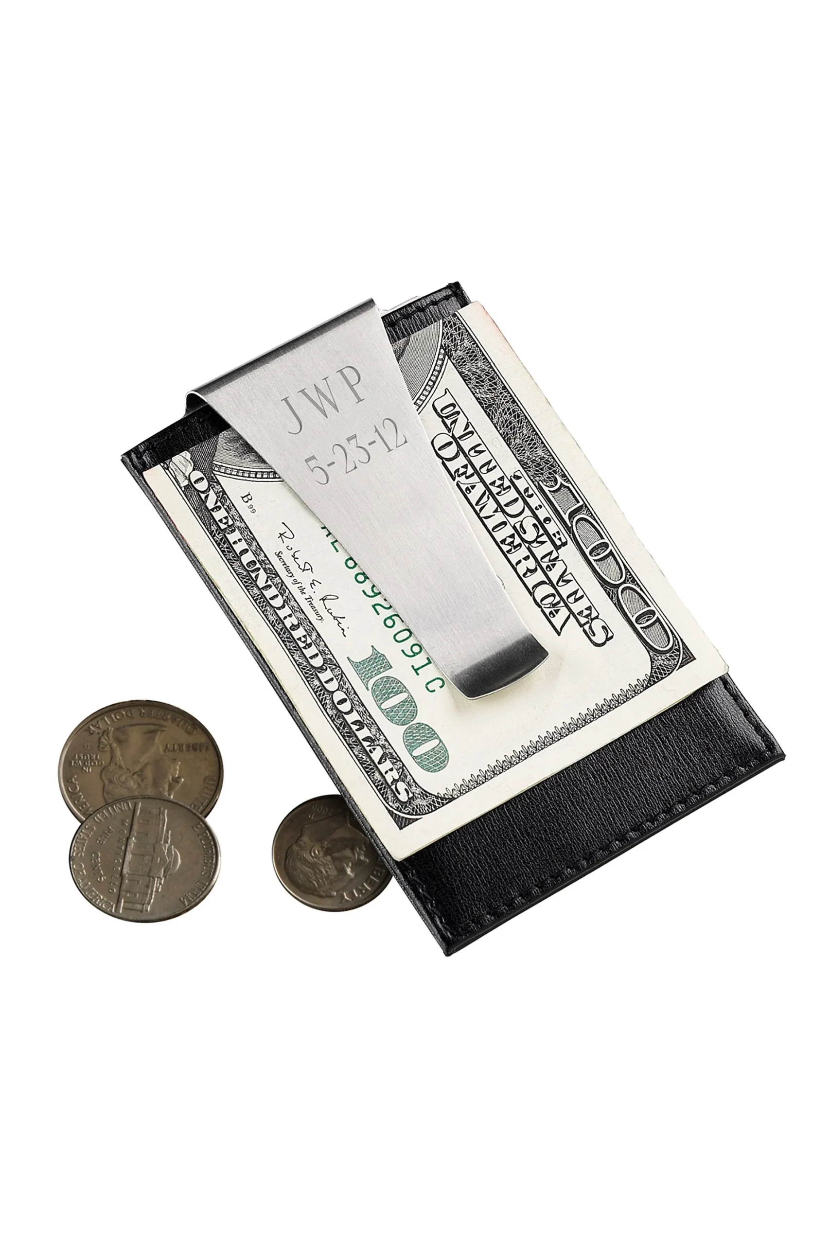 Personalized Leather Money Clip/Credit Card Holder