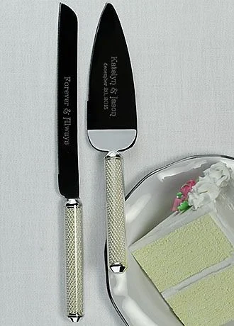 Personalized Lenox Pearl Cake Knife and Server
