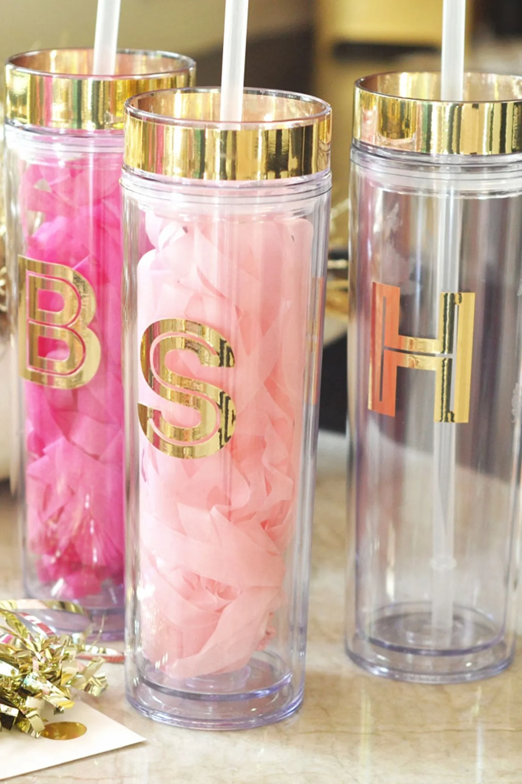 Personalized Metallic Gold Monogram Tumbler