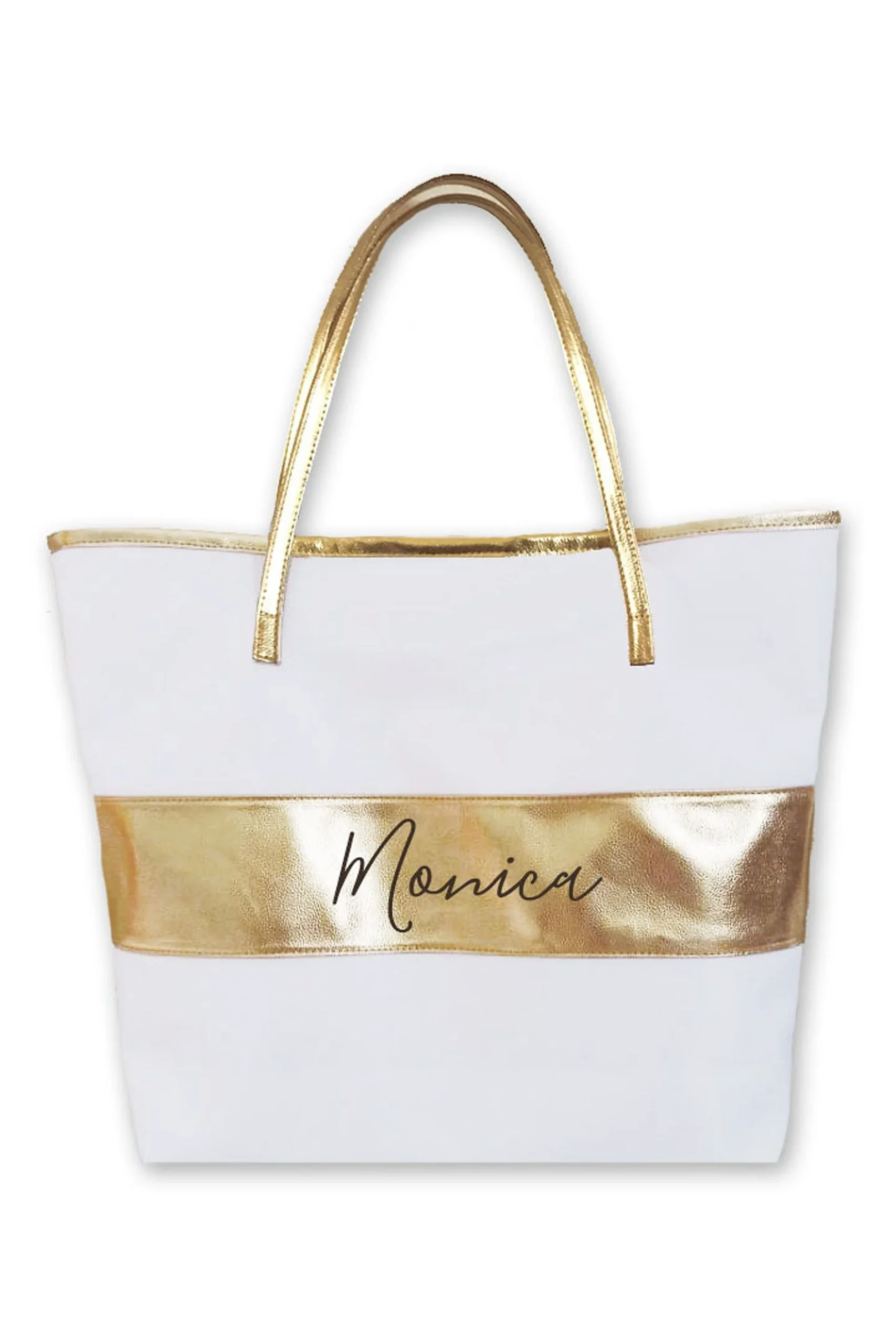 Personalized Metallic Stripe Tote