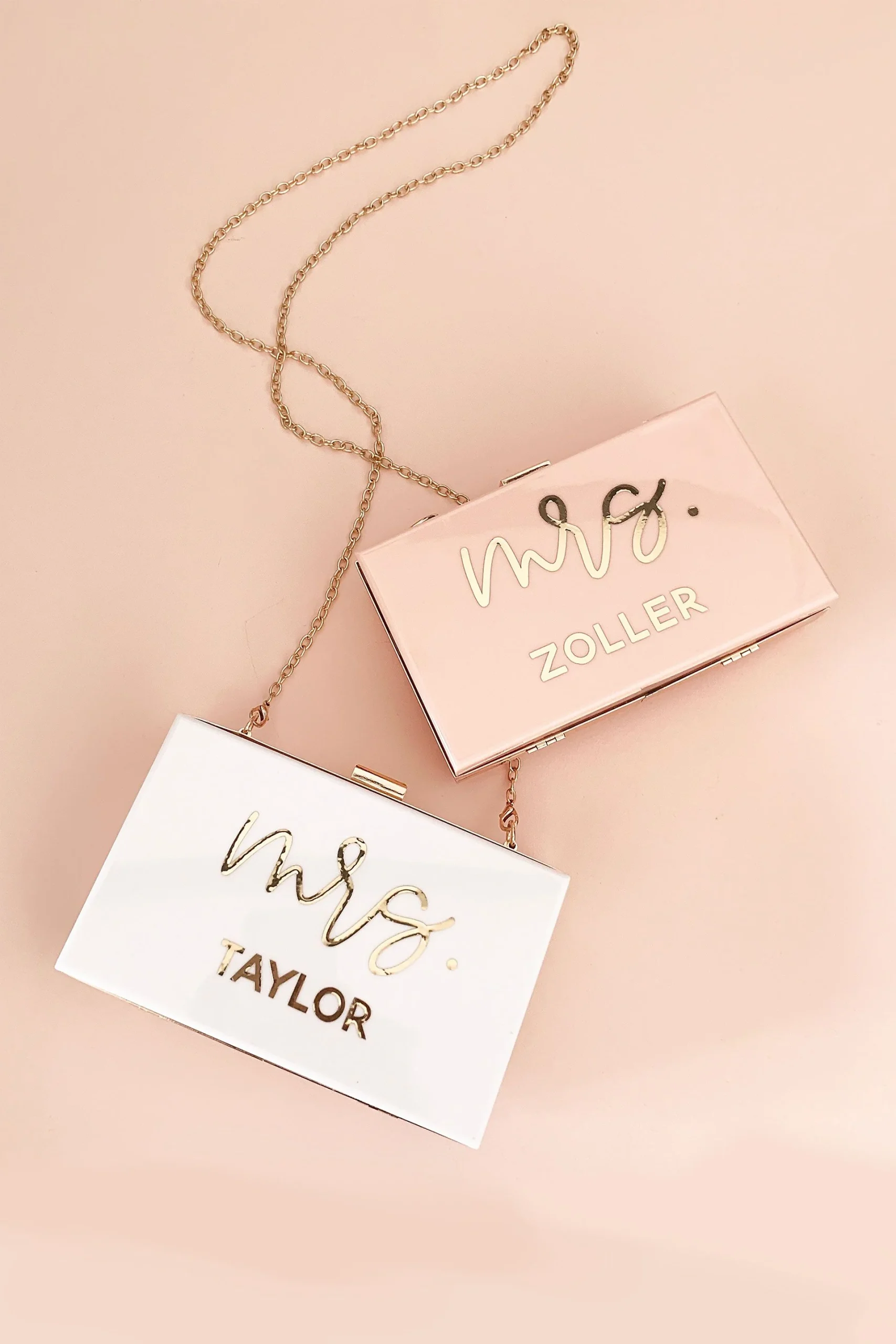 Personalized Mrs Script Acrylic Clutch with Chain