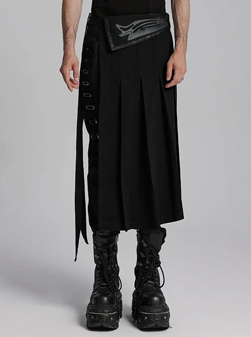 Personalized Non Stretch Twill Woven Waistband Three Dimensional Printing Design With Side Pocket Design Punk Style Men's Skirt