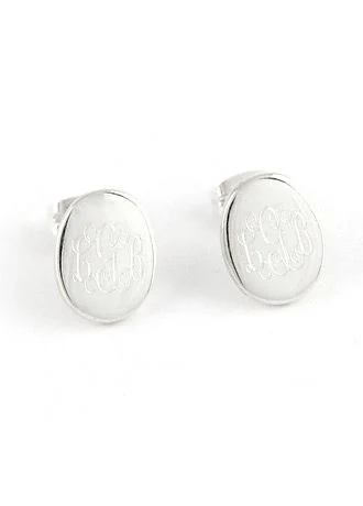 Personalized Oval Sterling Silver Earrings