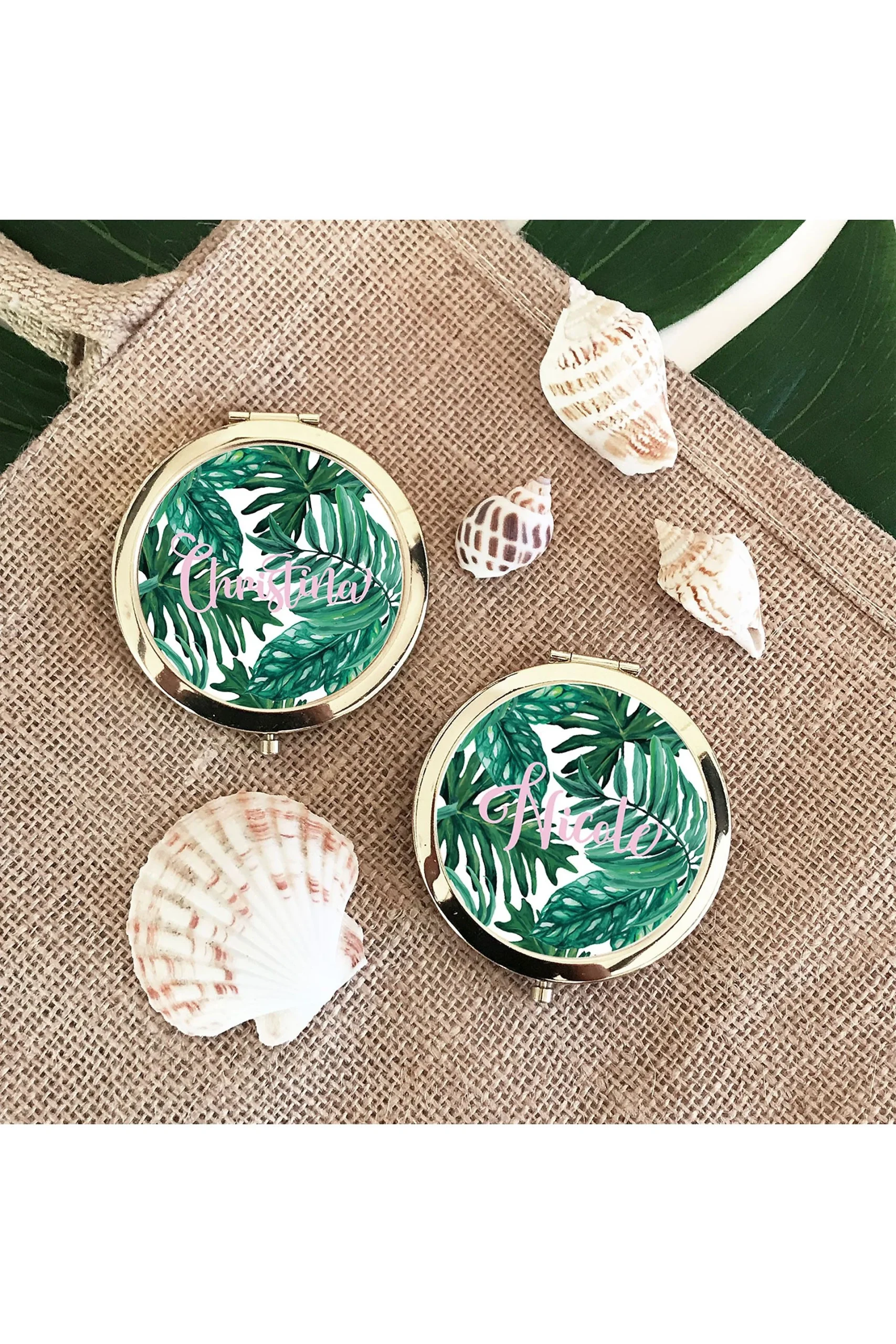Personalized Palm Leaf Compacts