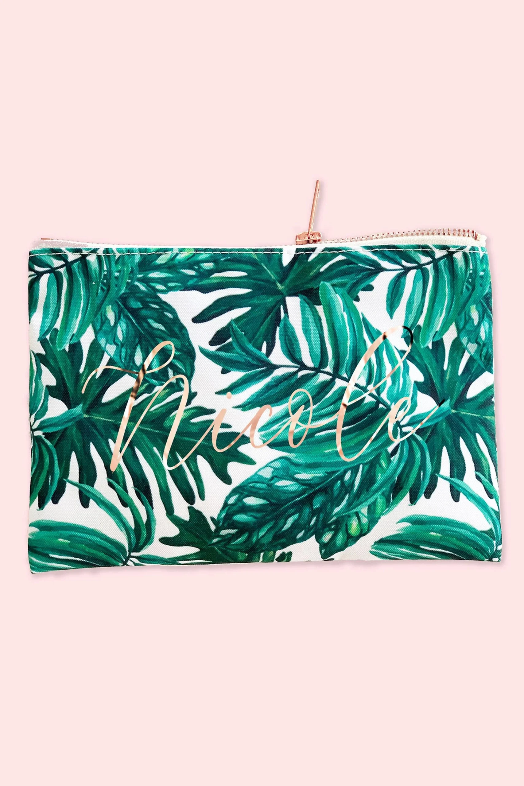 Personalized Palm Leaf Cosmetic Bag