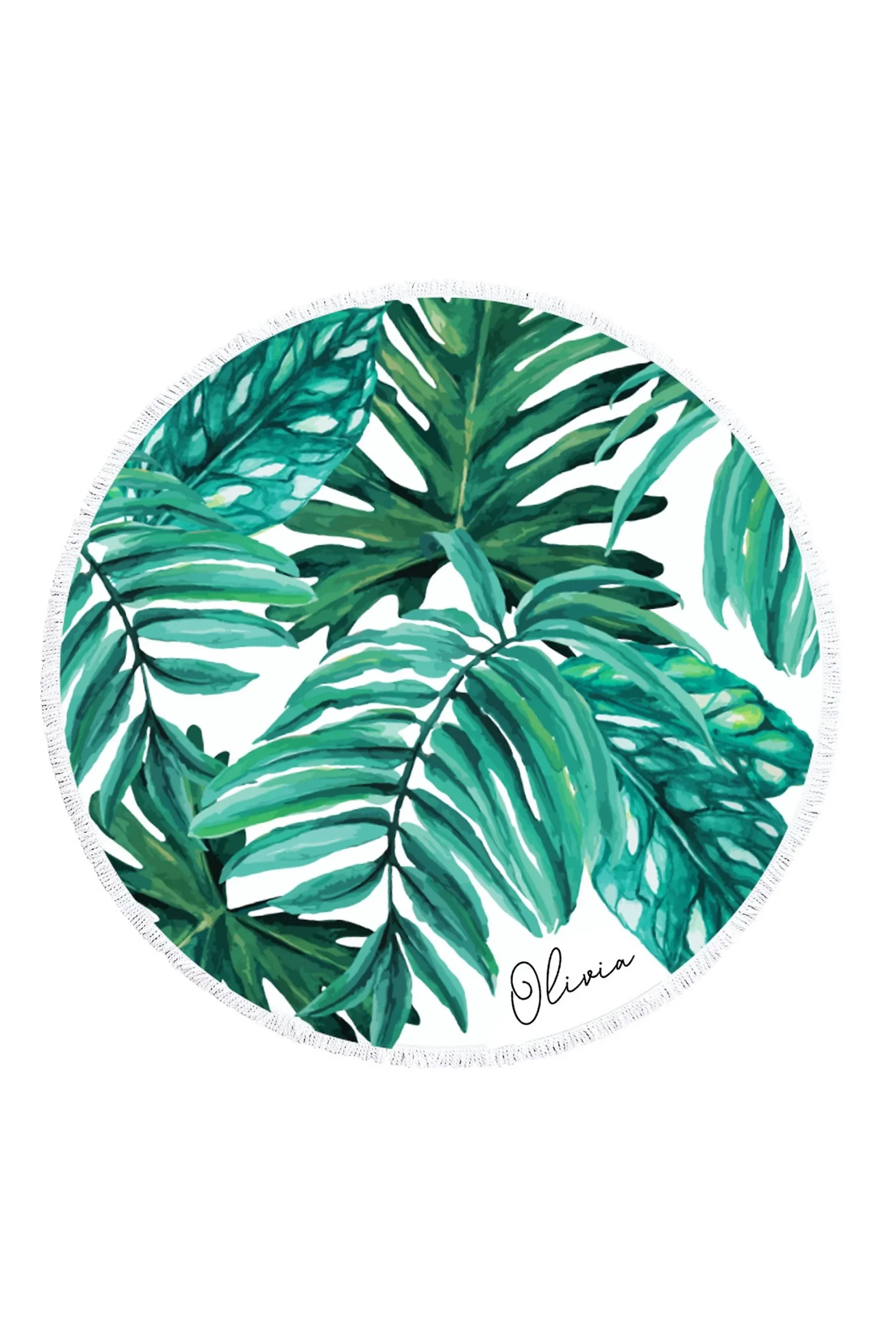 Personalized Palm Leaf Round Beach Towel