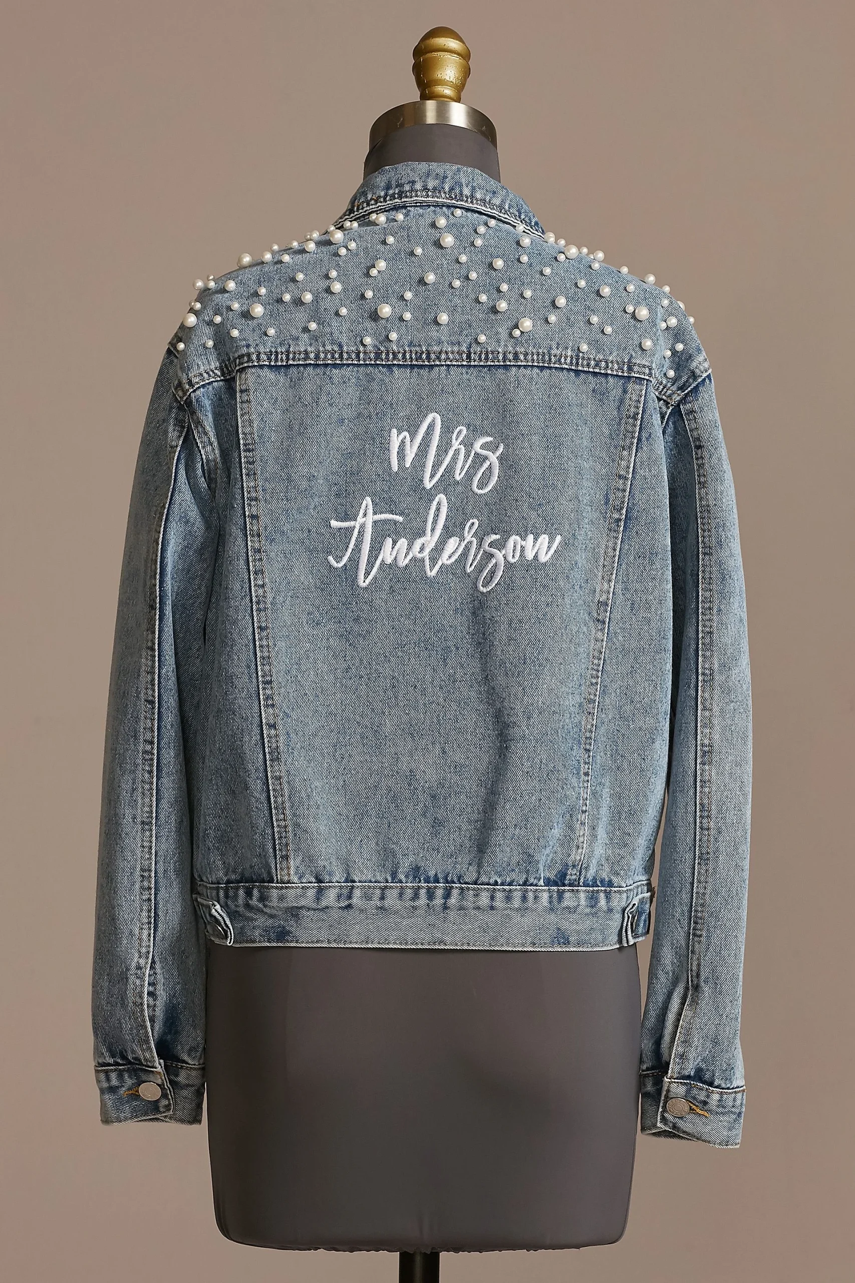 Personalized Pearl Studded Denim Jacket
