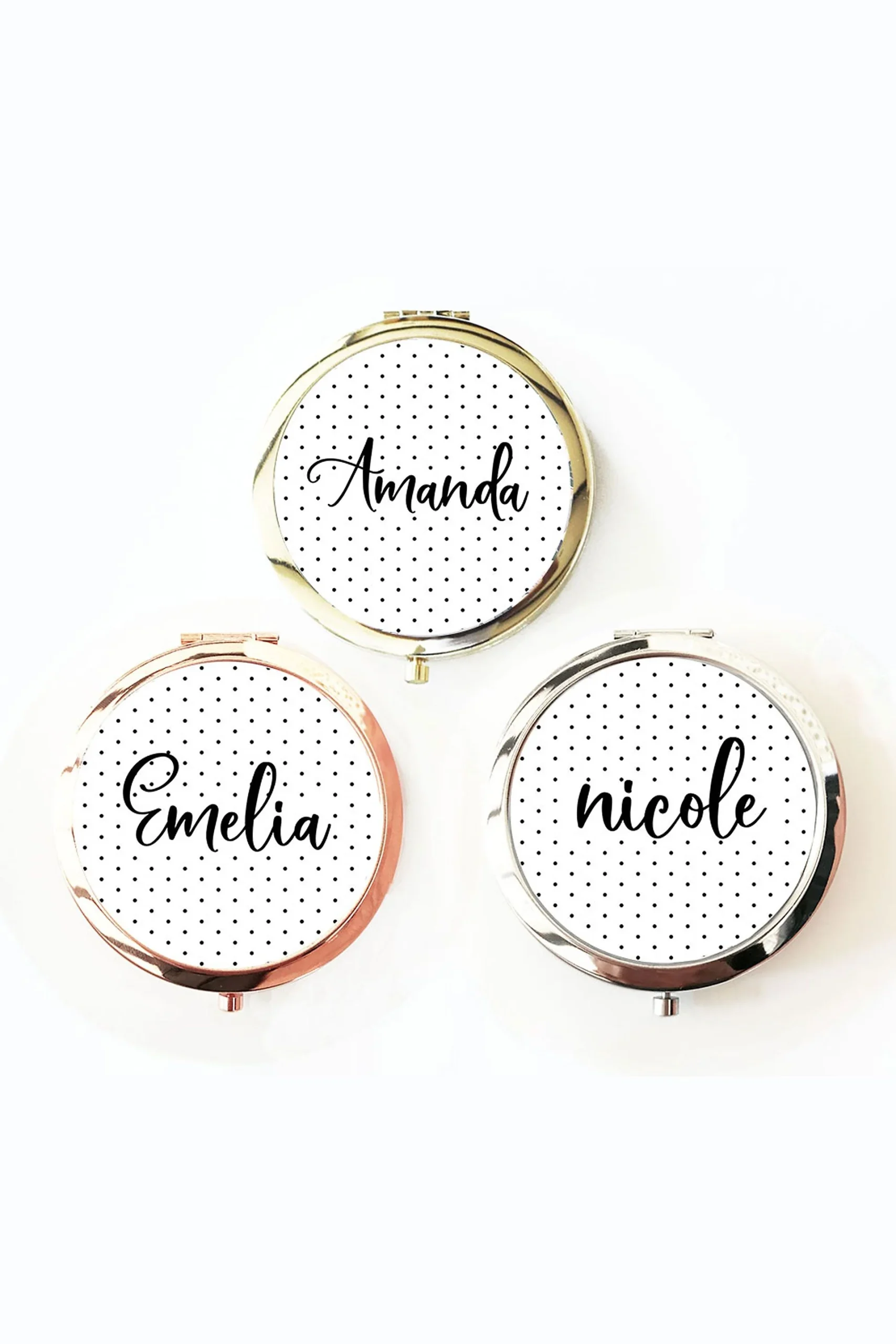 Personalized Polka Dot Compact Mirror