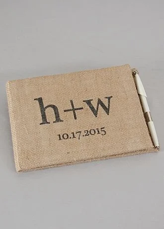 Personalized Printed Burlap Guest Book and Pen