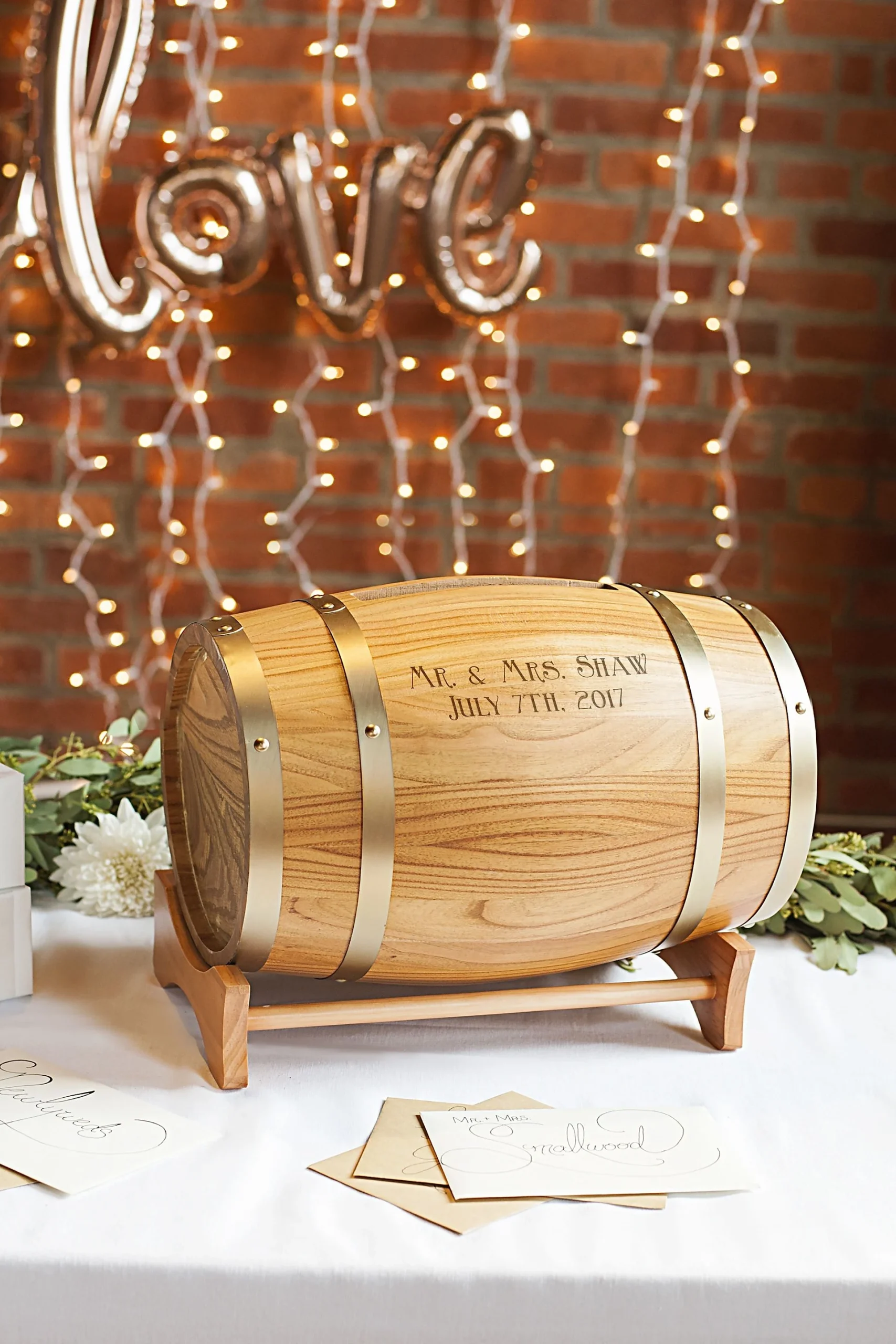 Personalized Reception Card Wine Barrel