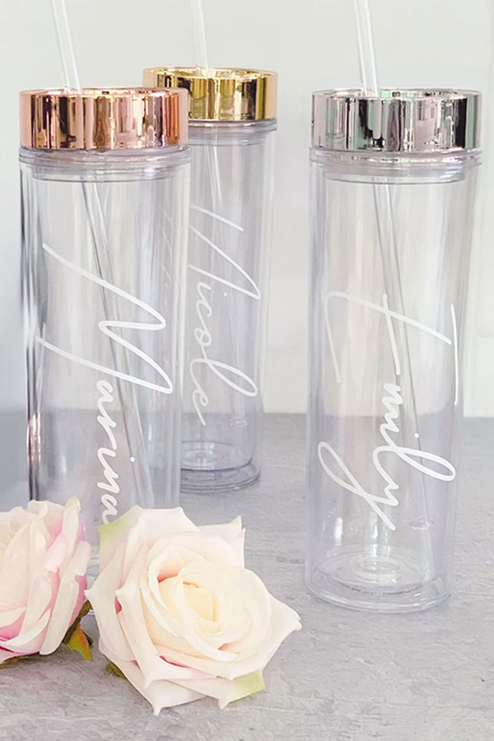 Personalized Script Tumbler with Straw