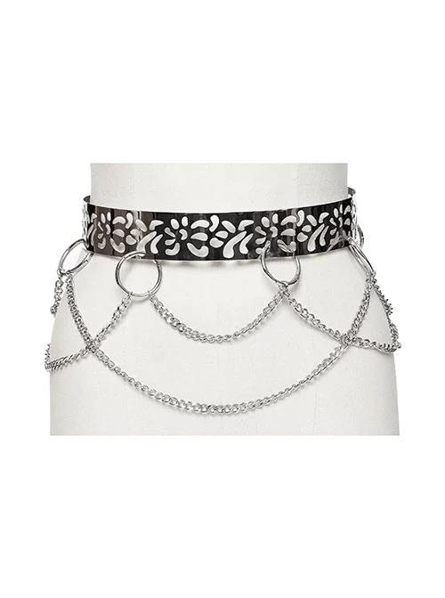 Personalized Silver Metal Electroplated Hollow Petals With Openable Gothic Style Chain Belt