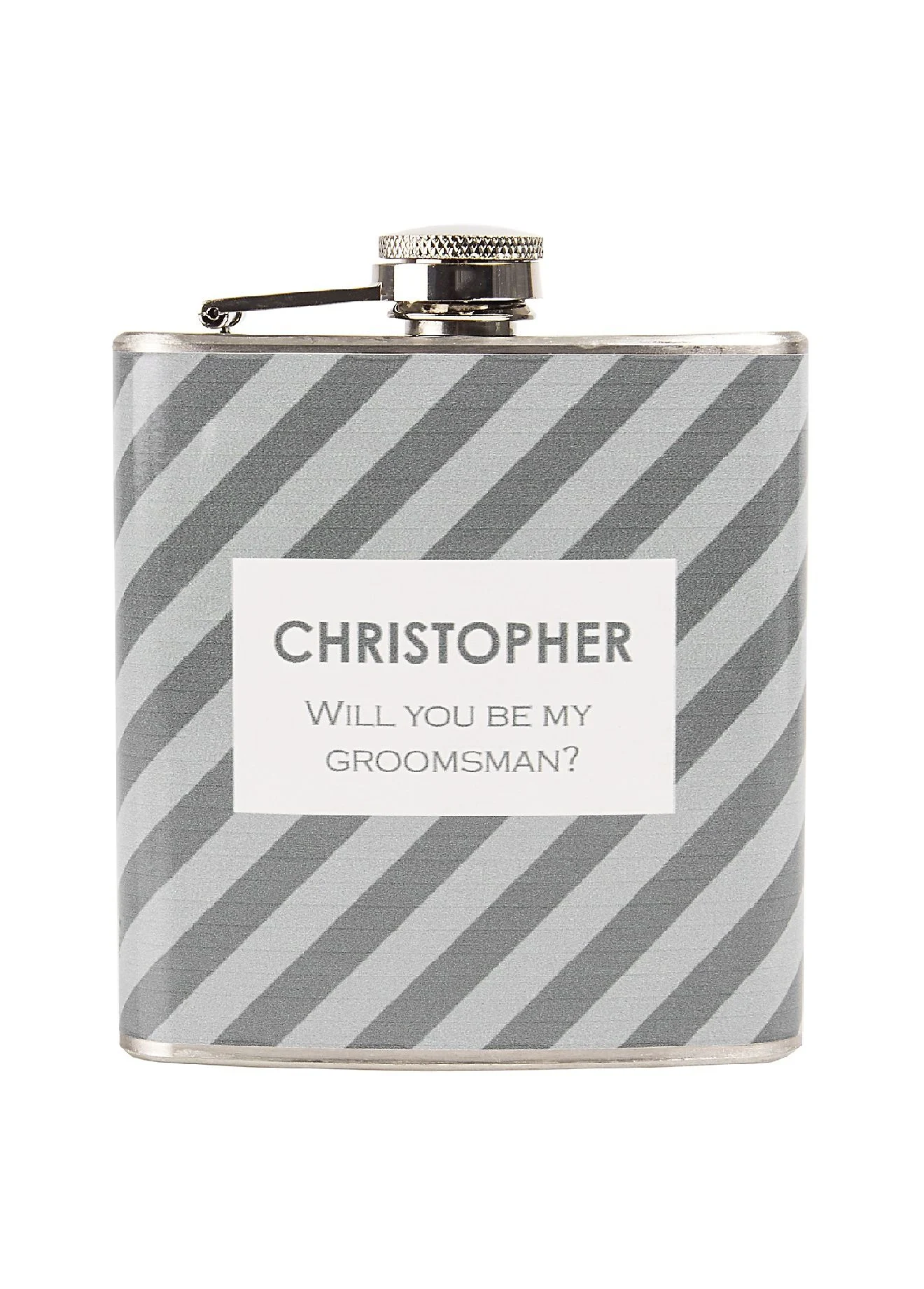 Personalized Striped Tie Pattern Flask