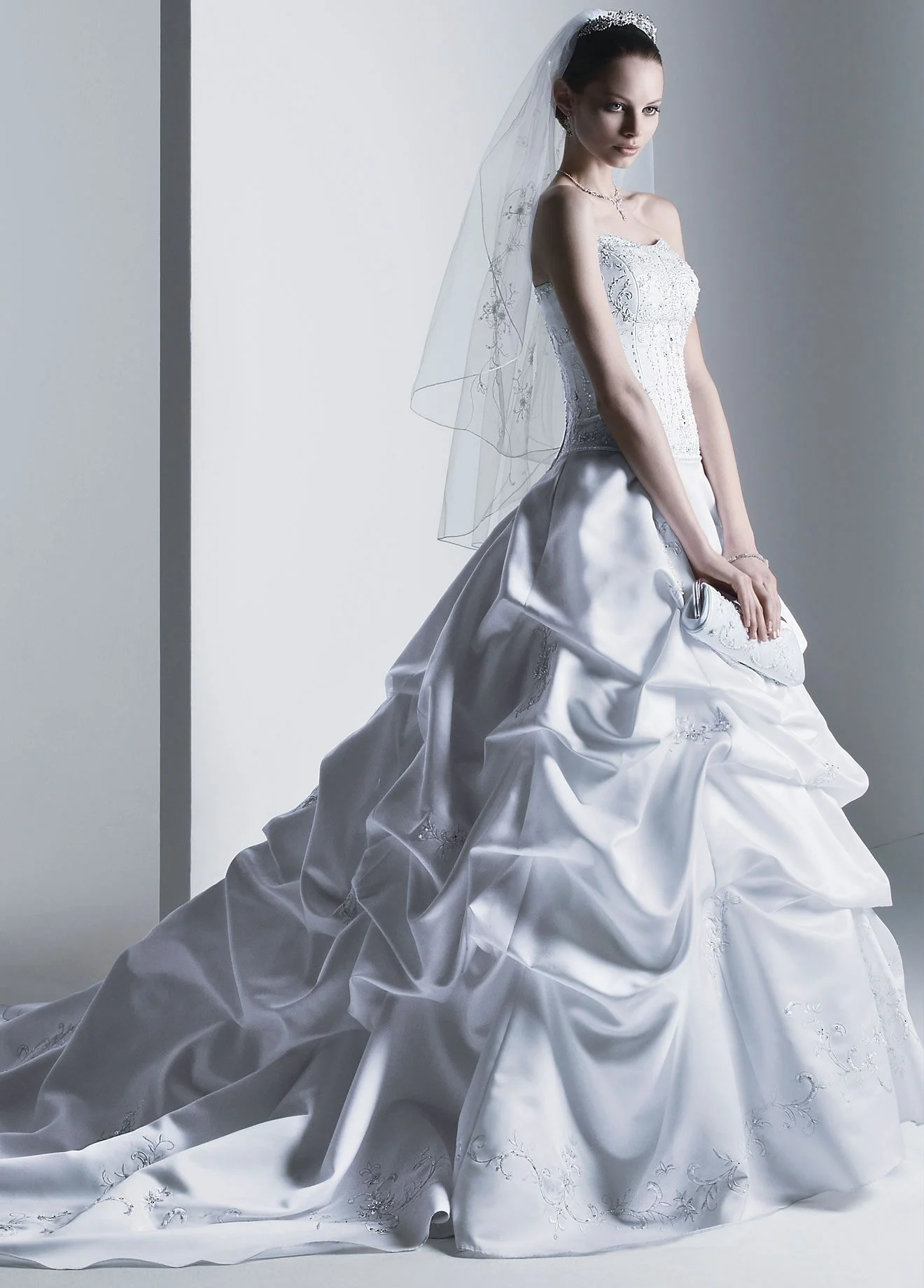 Petite Satin Ball Gown with Beaded Embroidery