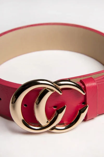 Pink CC Gold Buckle PU Belt - Haydan