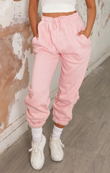 Pink Cuffed Elasticated Joggers - Ariande