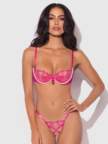 PINK DRAGON BLACKLIGHT LACE BRA & G-STRING SET